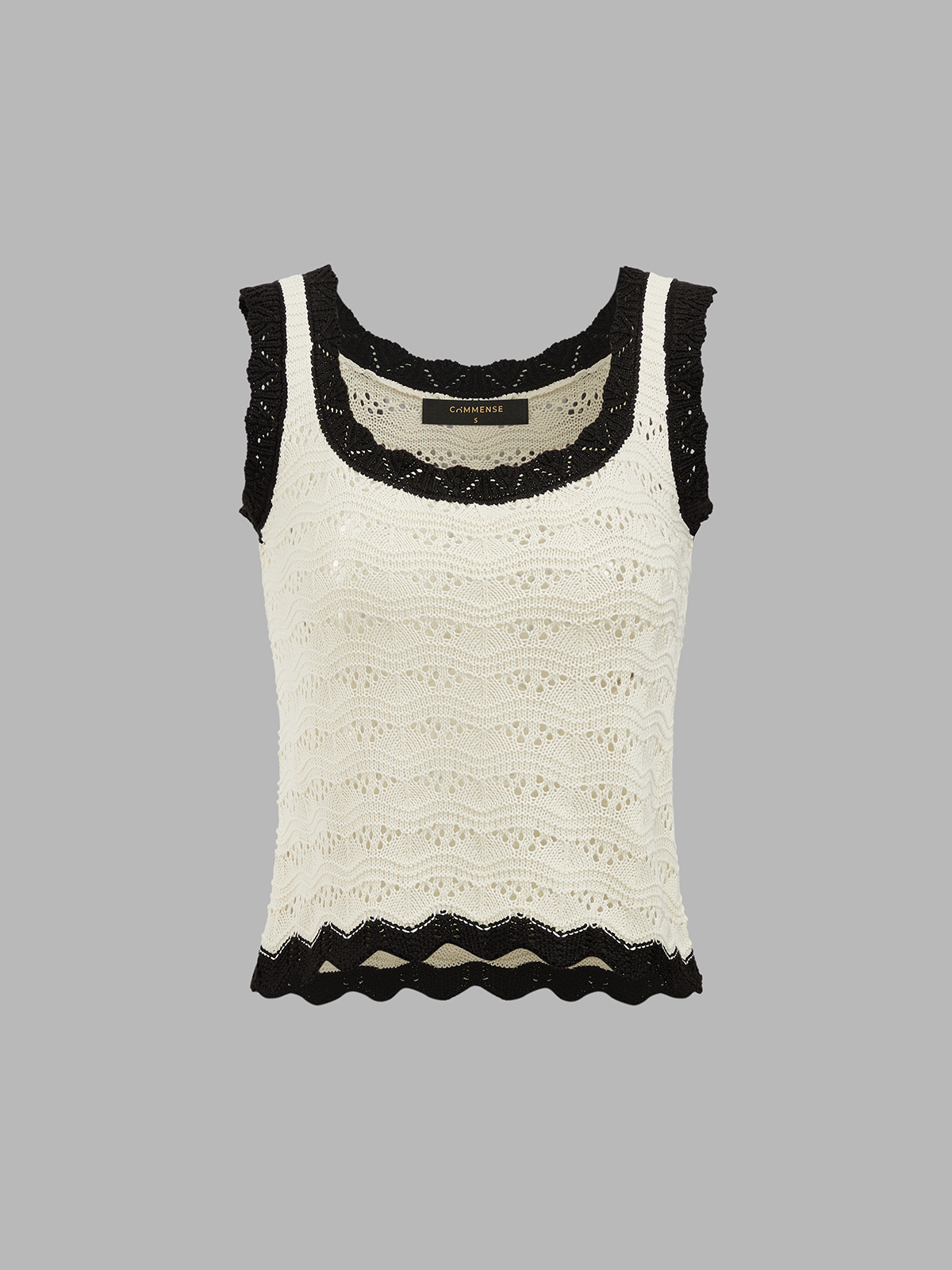 Contrast Trim Crochet Knit Top & Midi Skirt Set