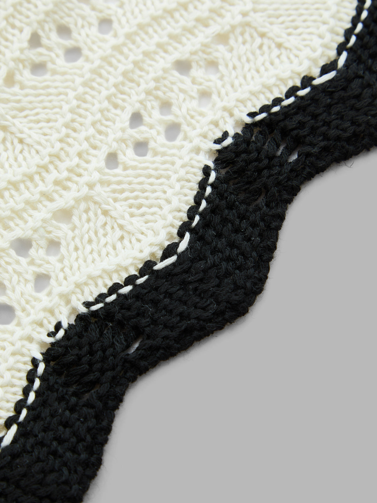Contrast Trim Crochet Knit Top & Midi Skirt Set