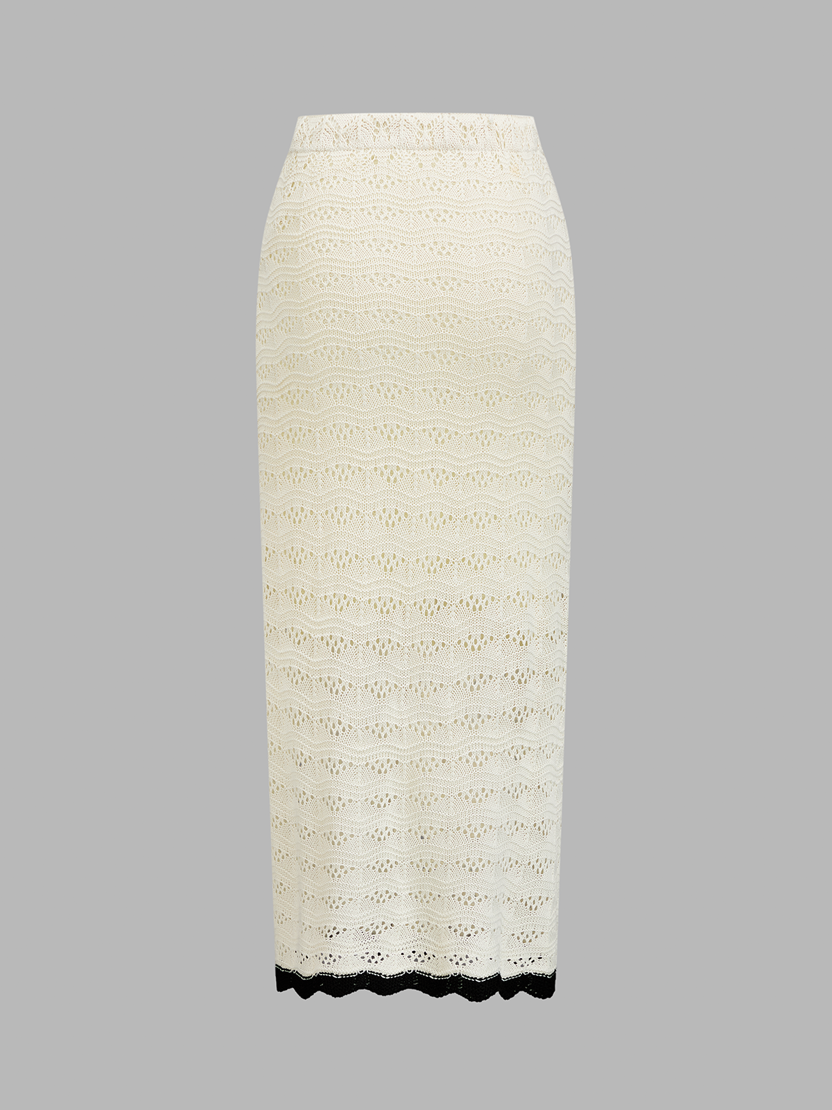 Contrast Trim Crochet Knit Top & Midi Skirt Set