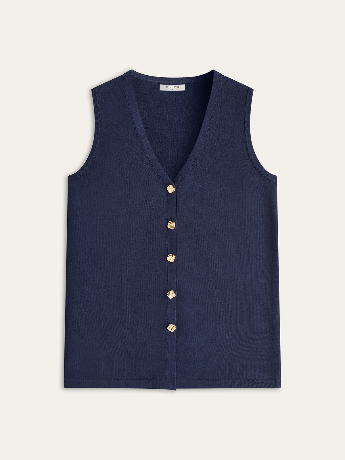 Golden Button Knit Vest Pants Set in Premium Fabric