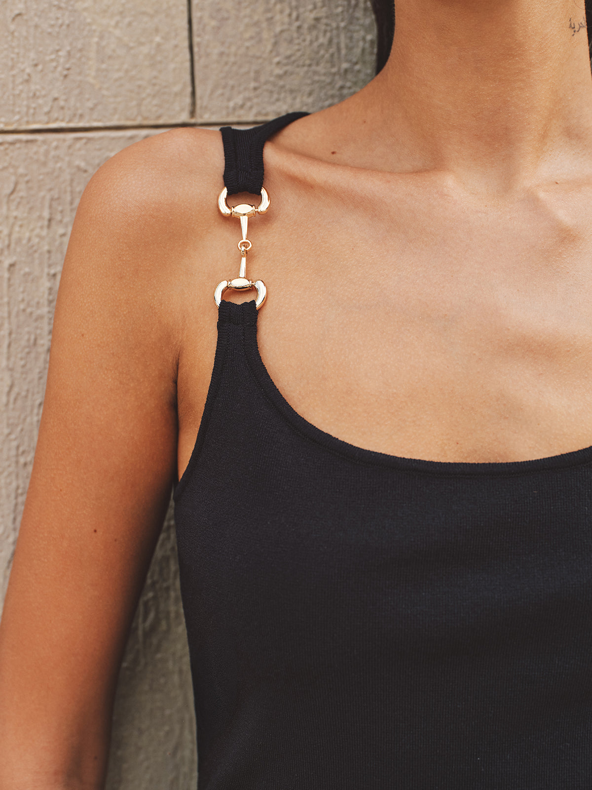 Horsebit Strap Knit Tank Top