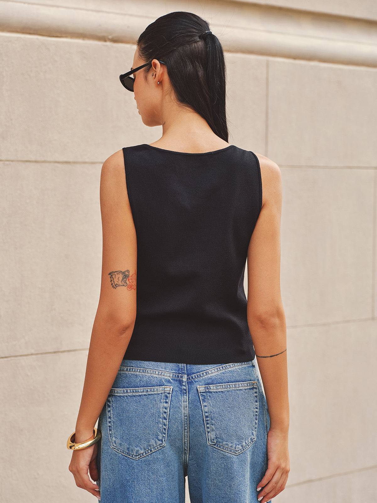 Horsebit Strap Knit Tank Top