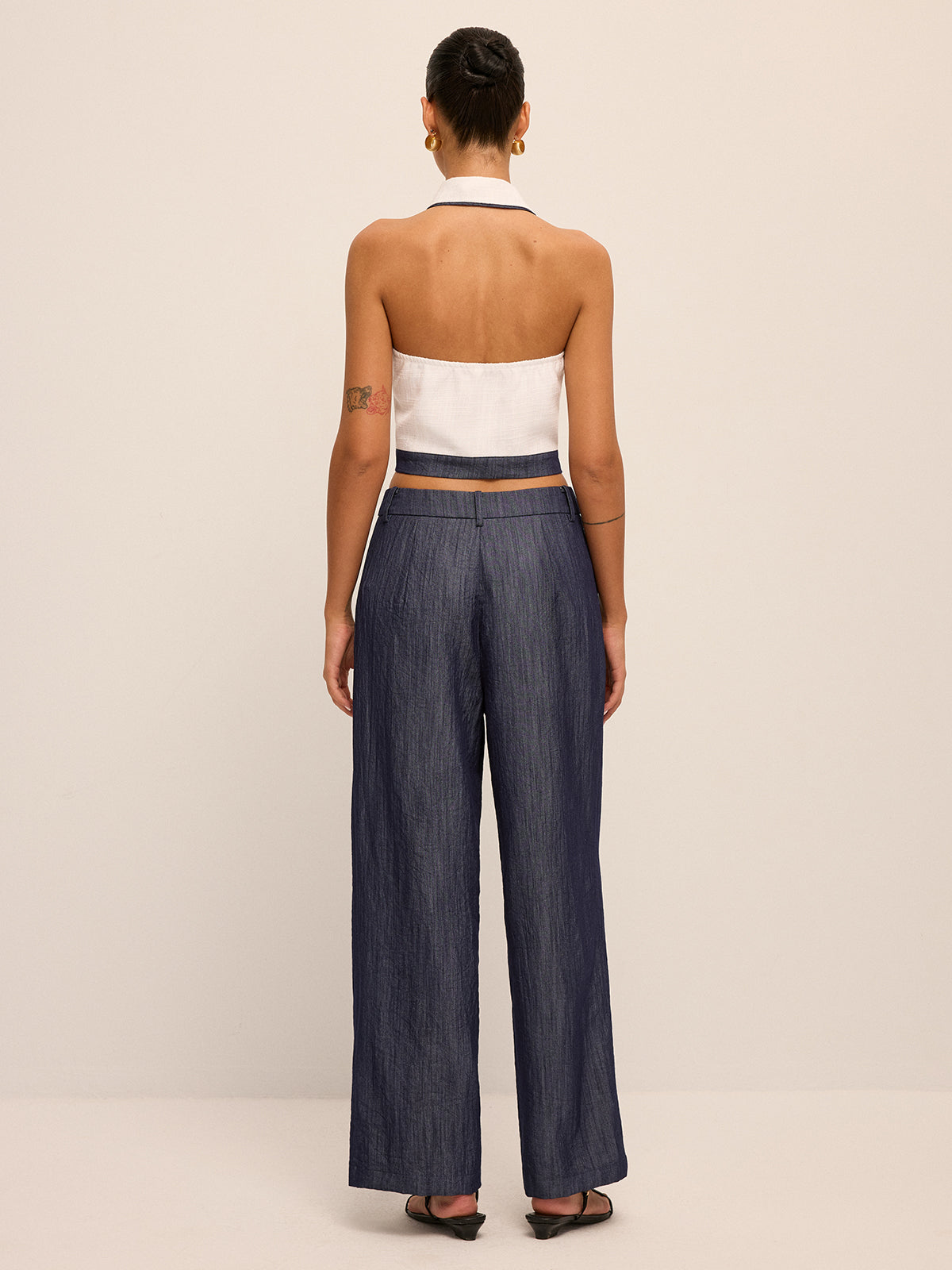 Sleeveless Halter Blazer Vest & Pants Set