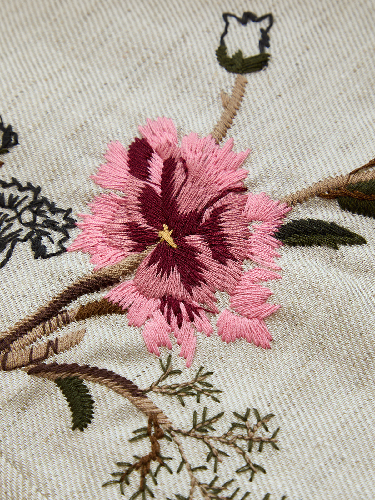 Floral Embroidered Linen Blend Shorts