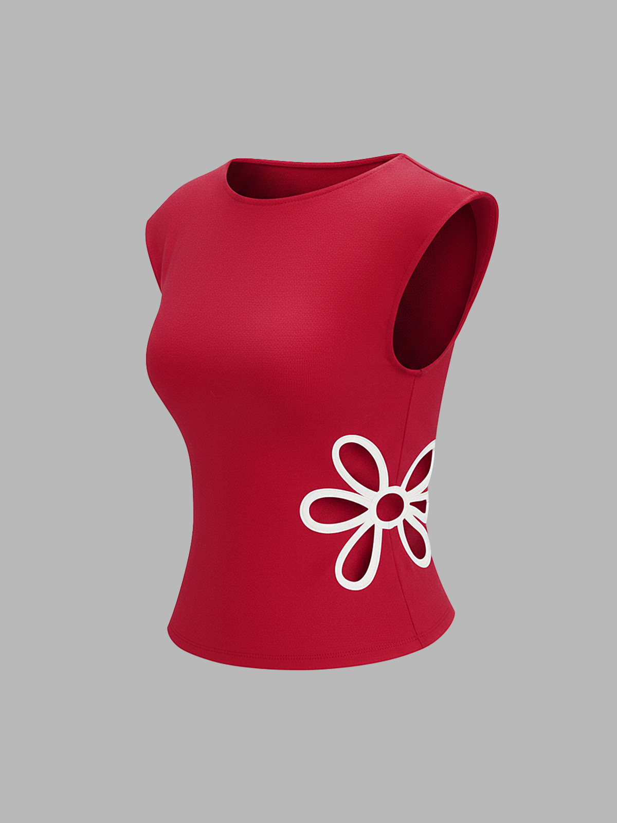 Flower Cutout Sleeveless Fitted Top