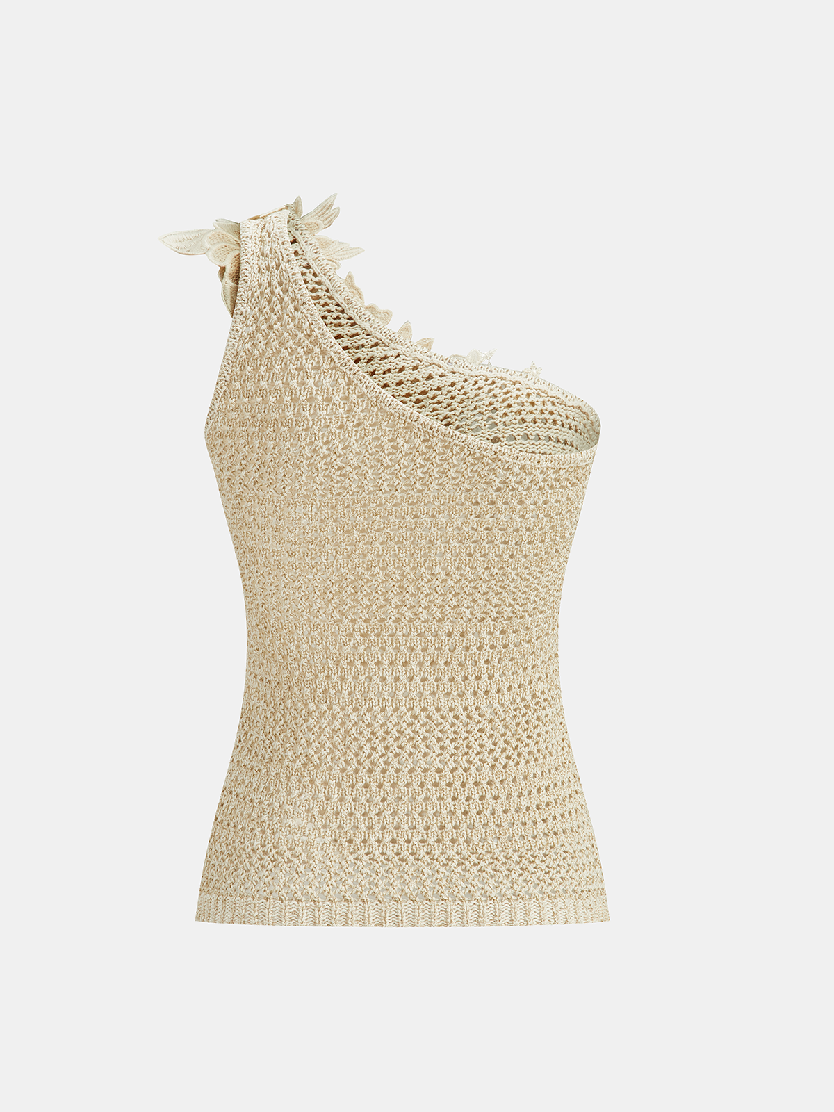 One Shoulder 3D Flower Crochet Top