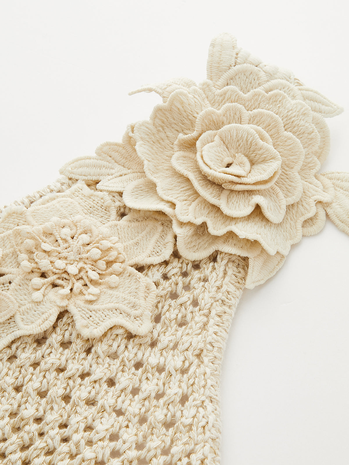 One Shoulder 3D Flower Crochet Top
