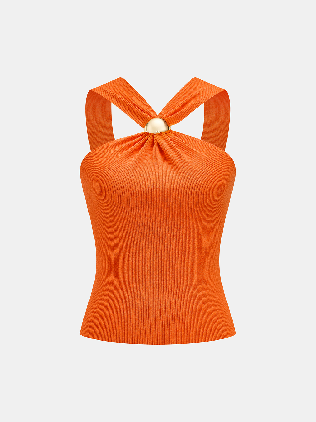 Metal Detail Ribbed Knit Tank Top