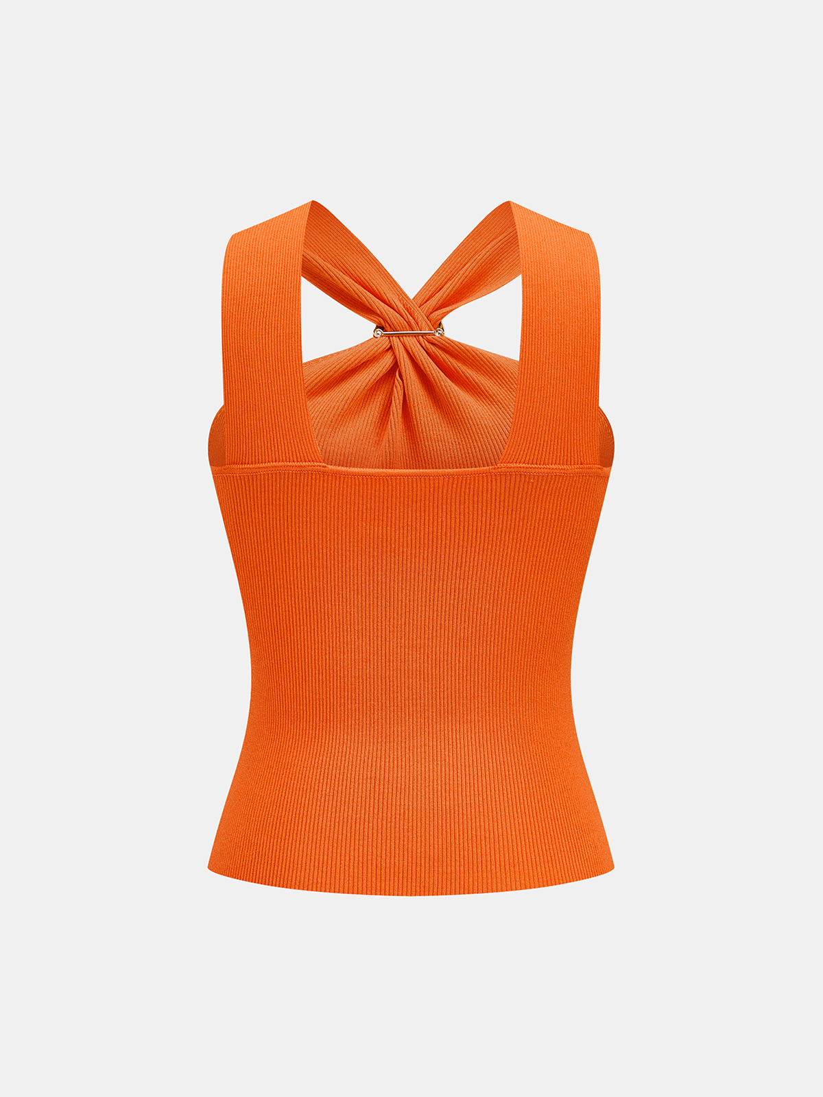 Metal Detail Ribbed Knit Tank Top