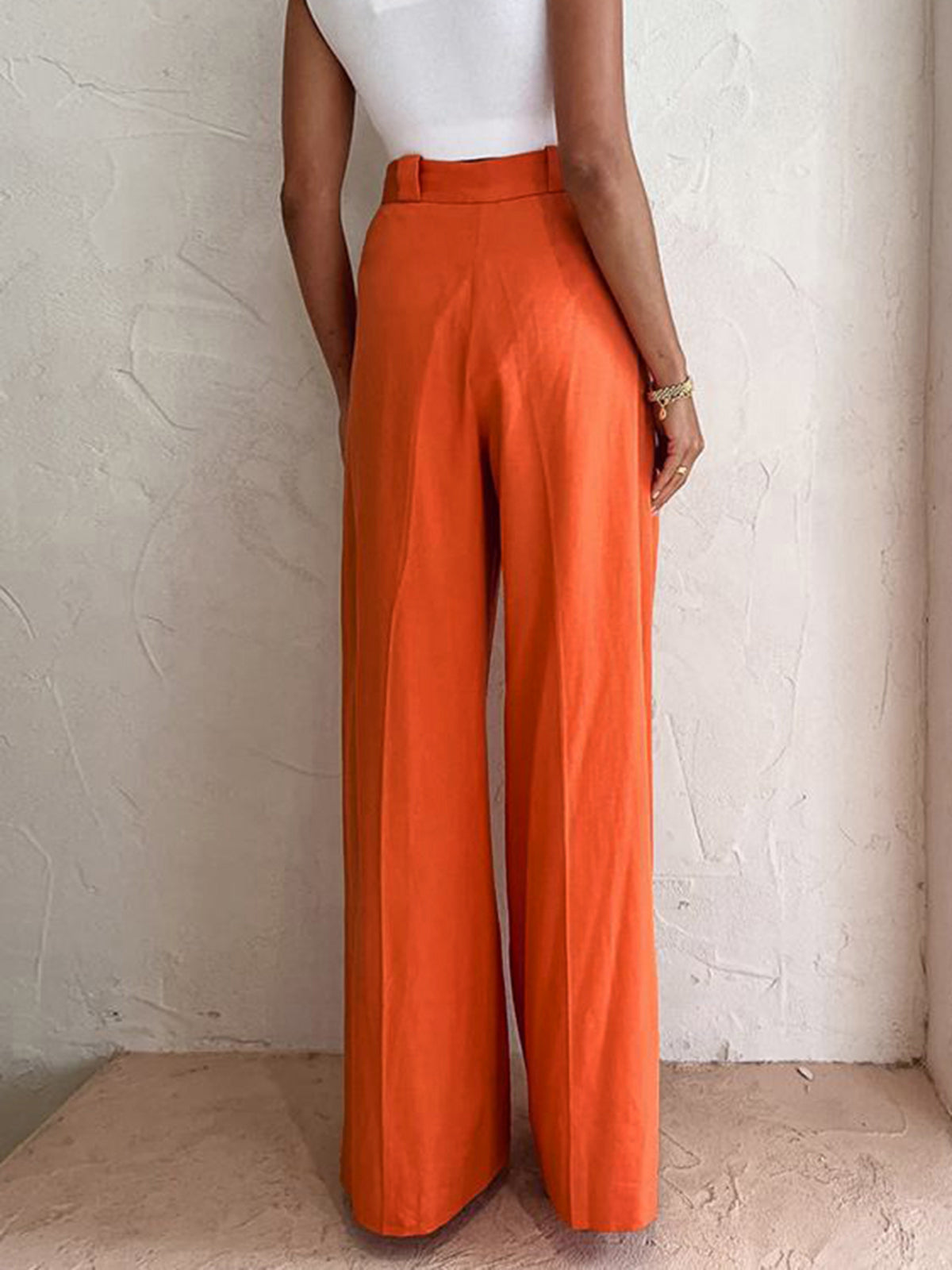 Relaxed Fit Vitamin C Linen Cotton Wide Leg Pants