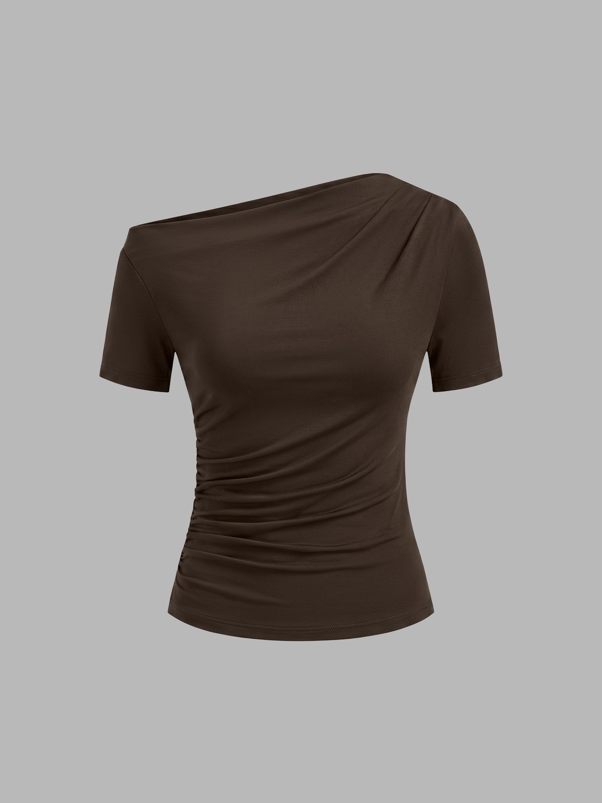 Ruched Off Shoulder Slim Short Sleeve Top