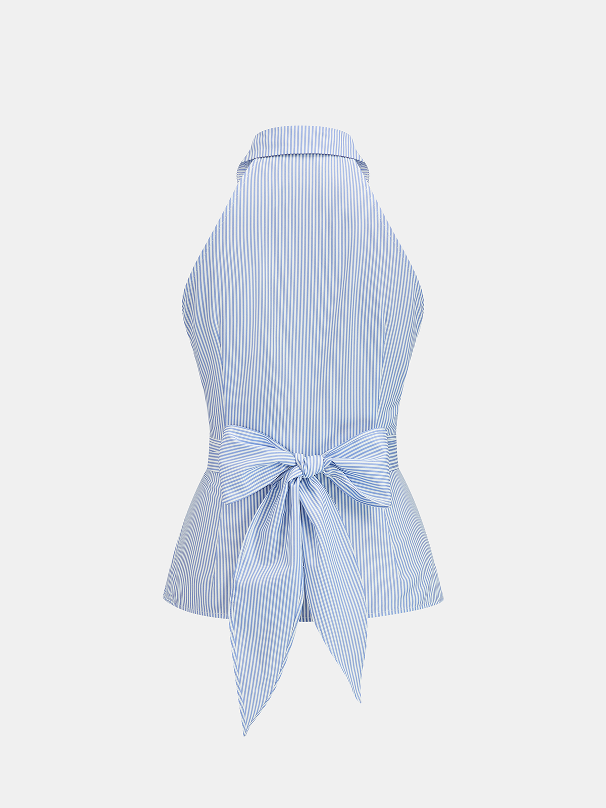 Back Bow Striped Halter Neck Blouse