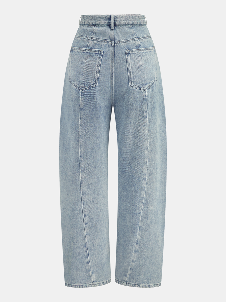 Pearl Rhinestone Embellished Curved Leg Jeans