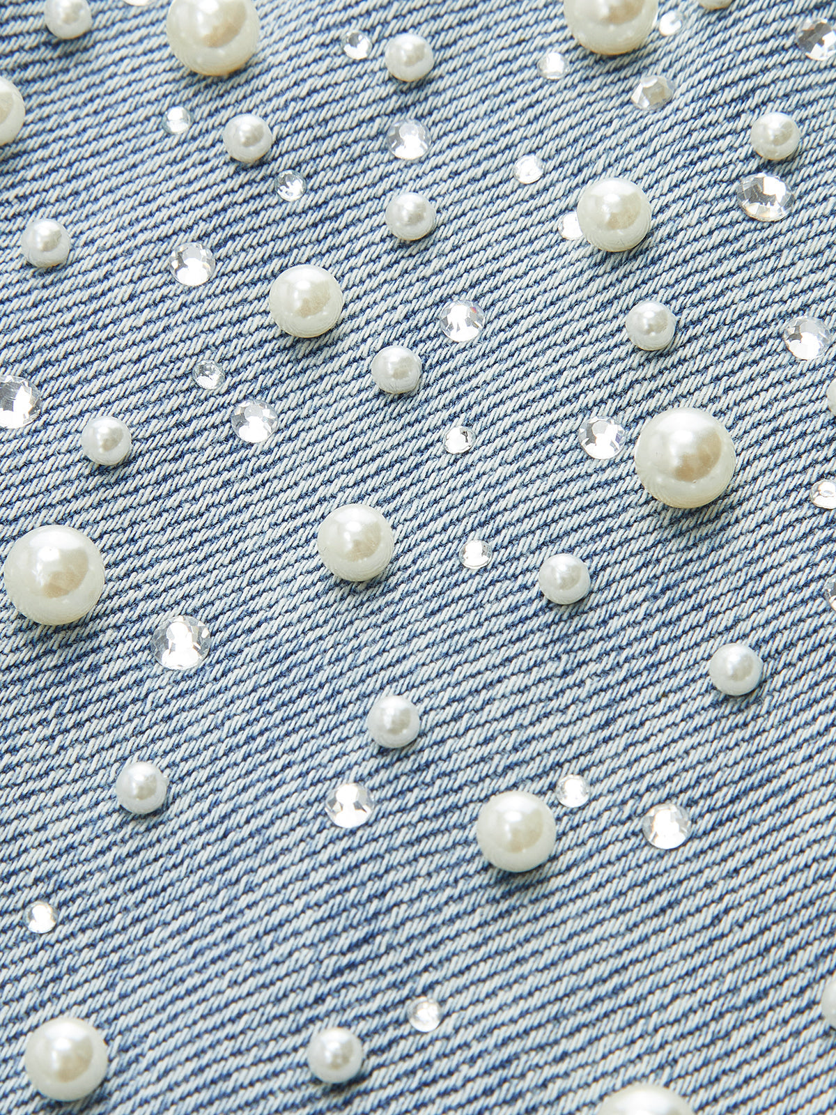 Pearl Rhinestone Embellished Curved Leg Jeans