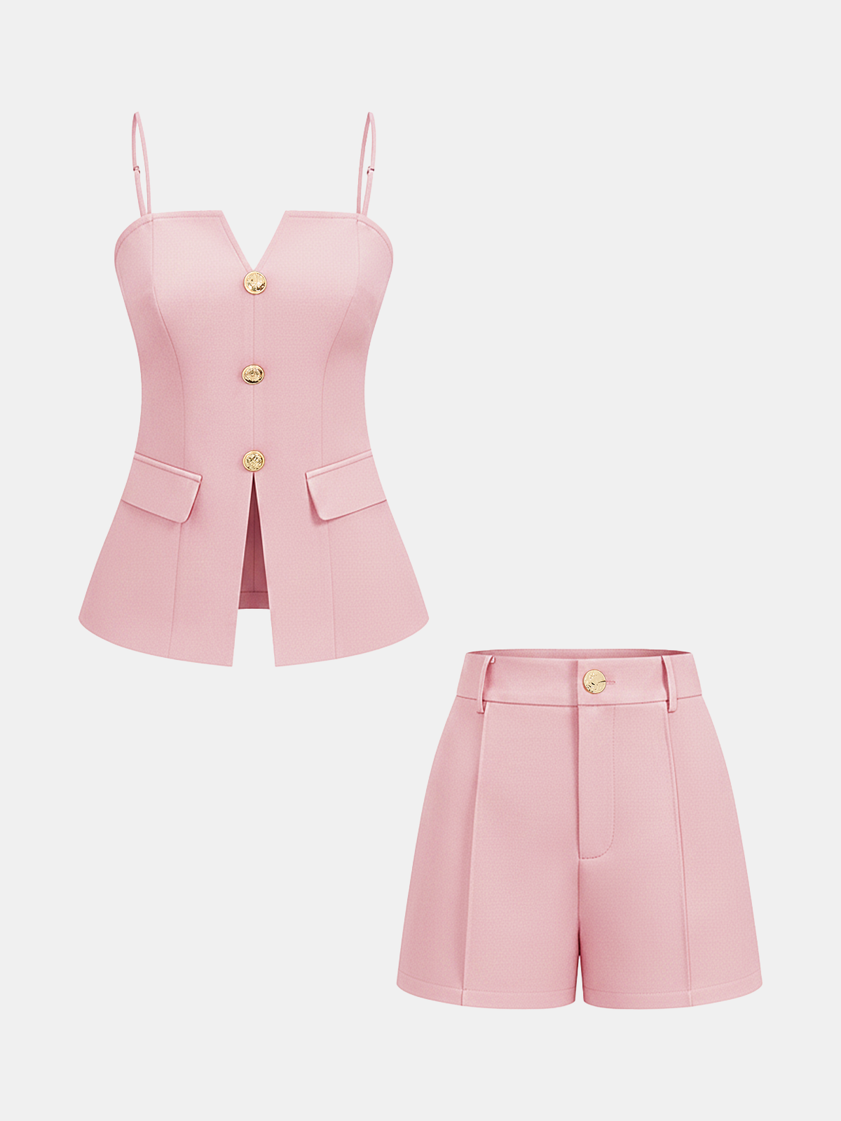 Metal Button Cami Top & Shorts Set