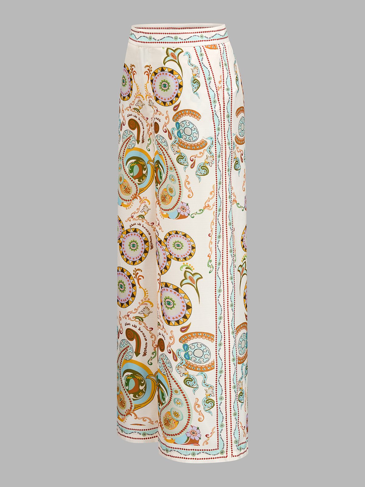 Bohemian Paisley Print Wide Leg Pants