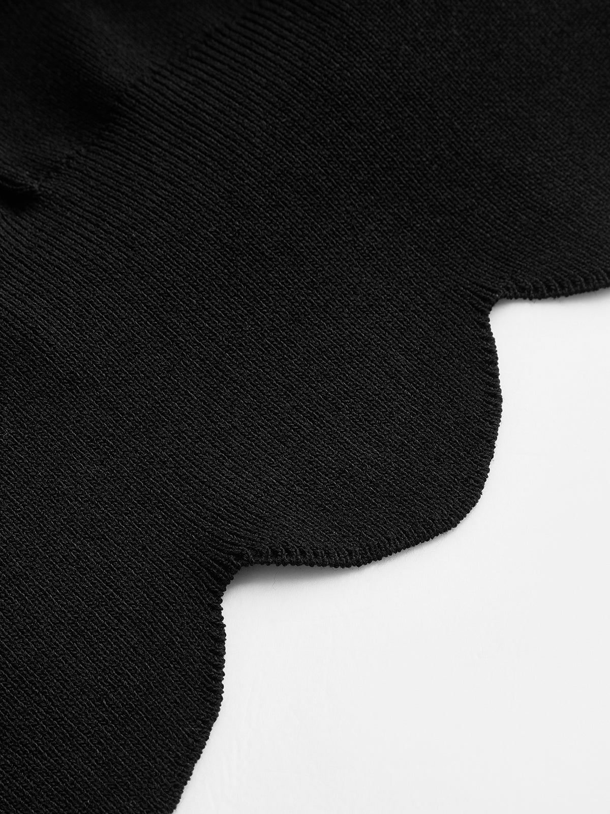 V-Neck Scalloped Hem Knit Top