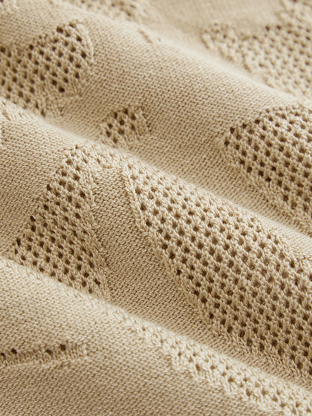 Openwork Jacquard Crew Neck Knit Vest