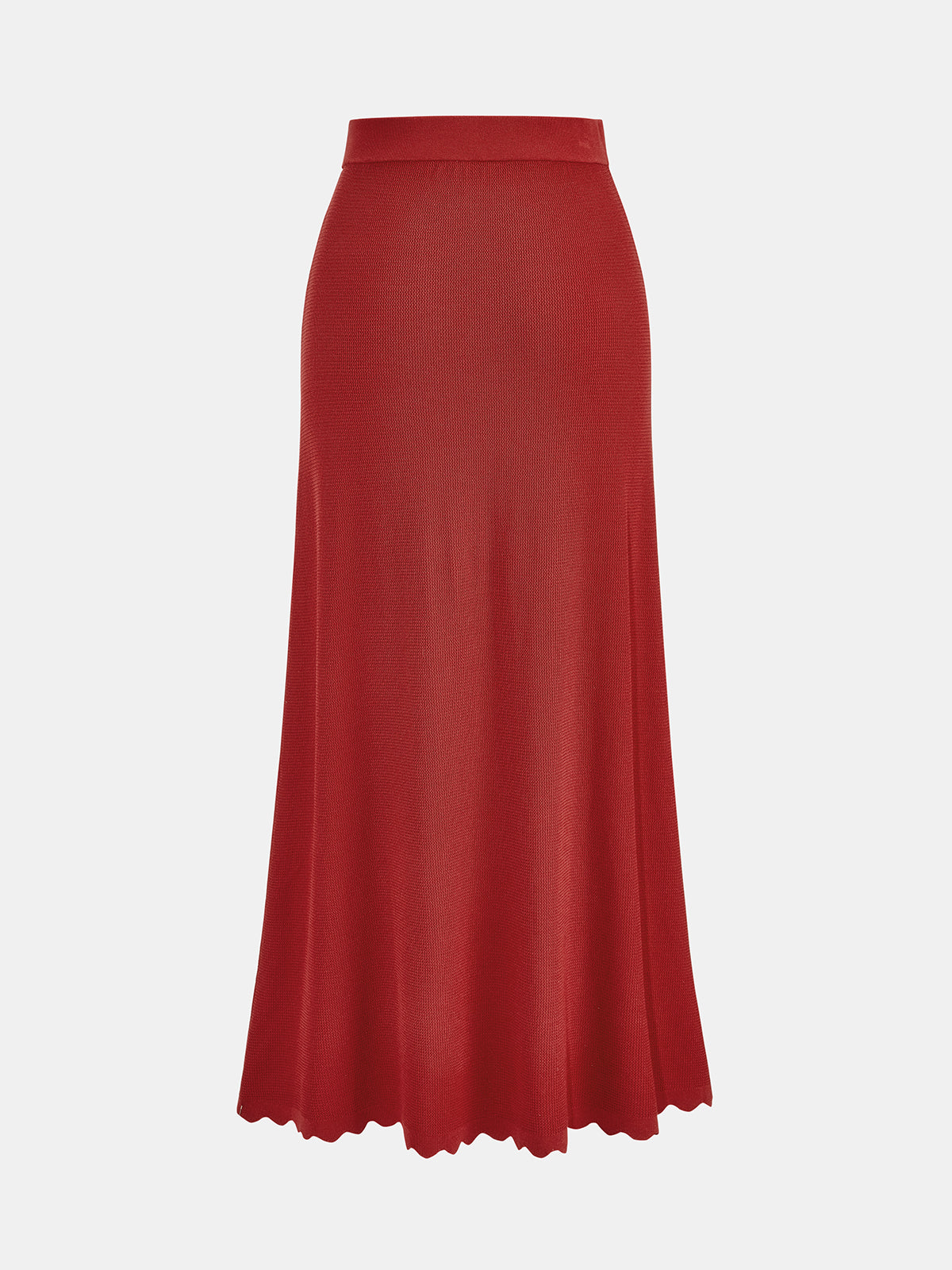 Scallop Trim Knit Two Piece Skirt Set