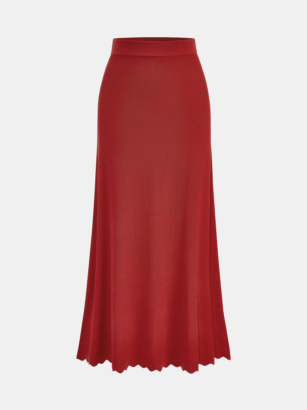 Scallop Trim Knit Two Piece Skirt Set