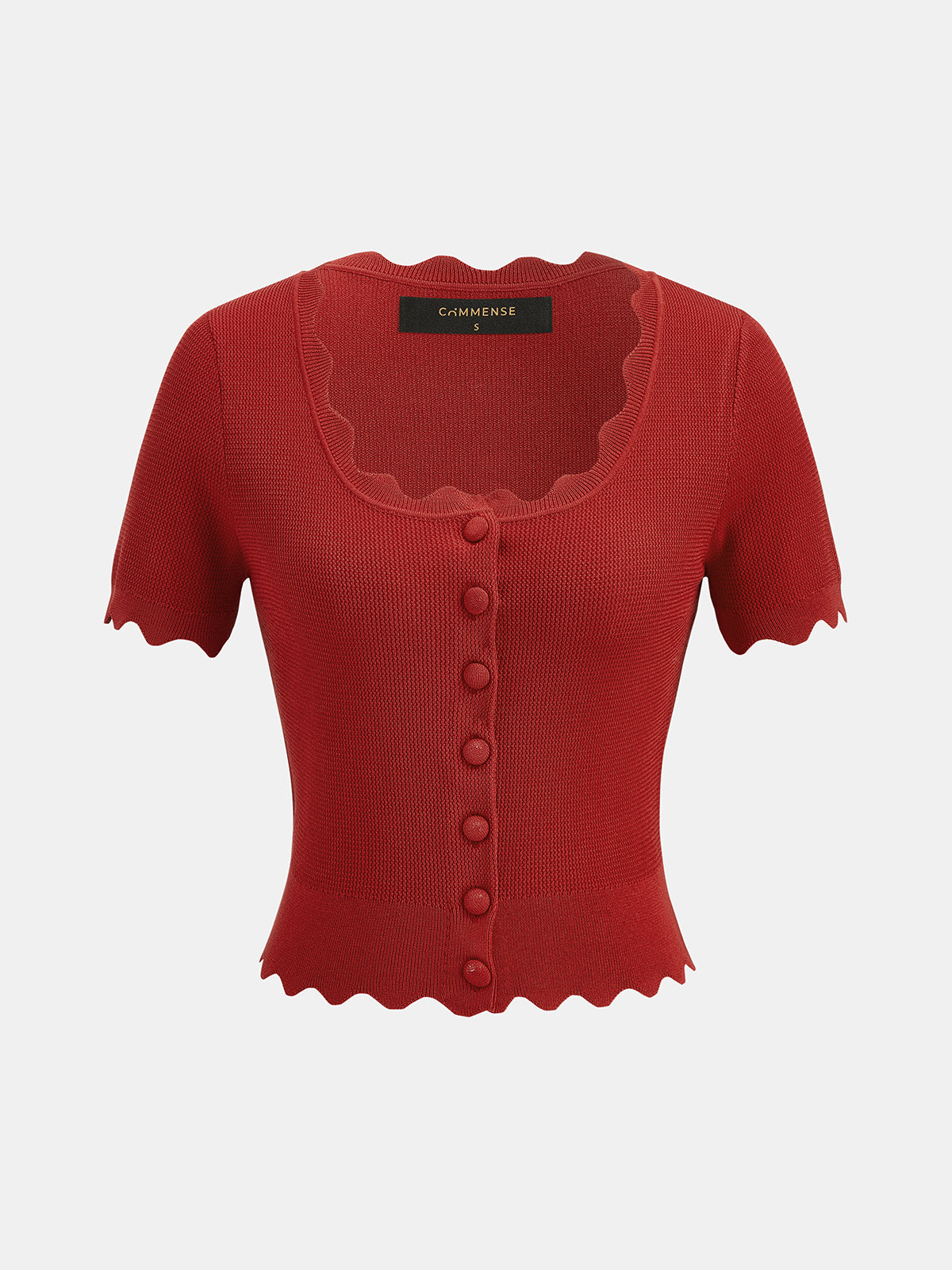 Scallop Trim Knit Two Piece Skirt Set