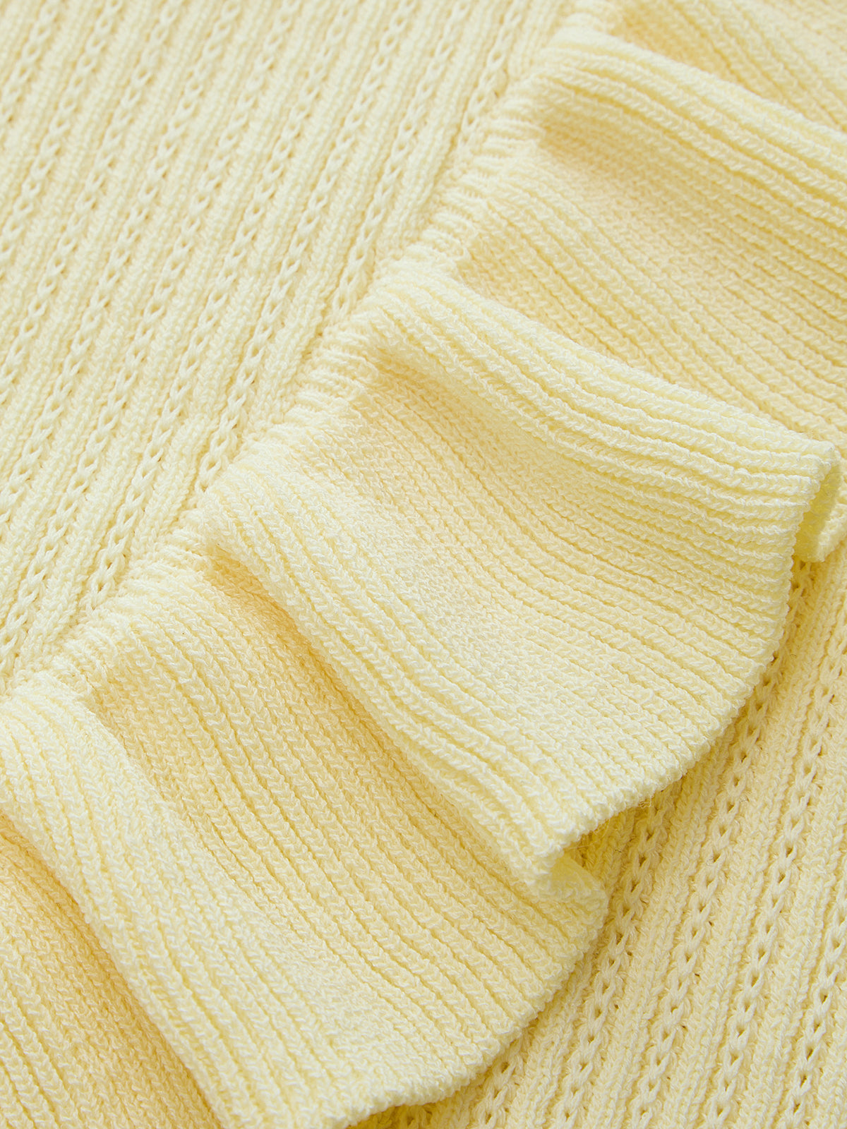 Ribbed High Neck Ruffle Sleeveless Top