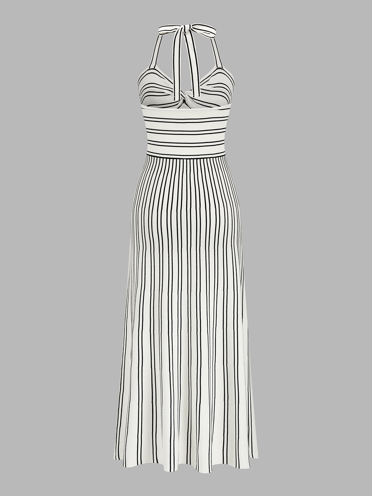Striped Halter Knit Midi Dress