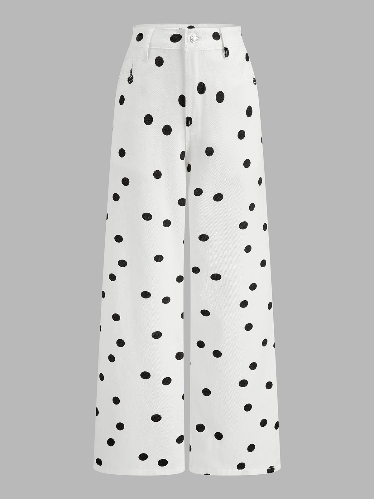 Polka Dot Wide Leg Denim Pants