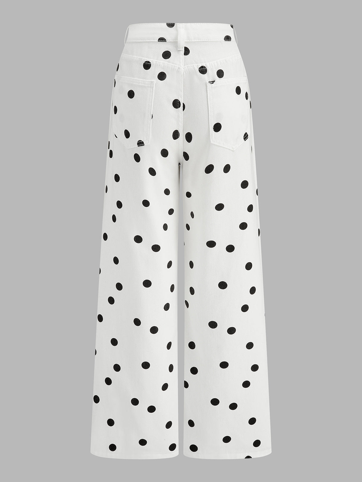 Polka Dot Wide Leg Denim Pants