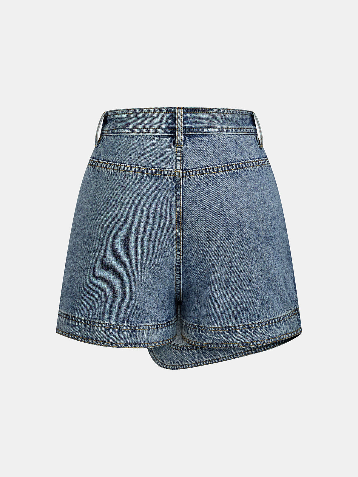 Wrap Front Asymmetrical Denim Skort