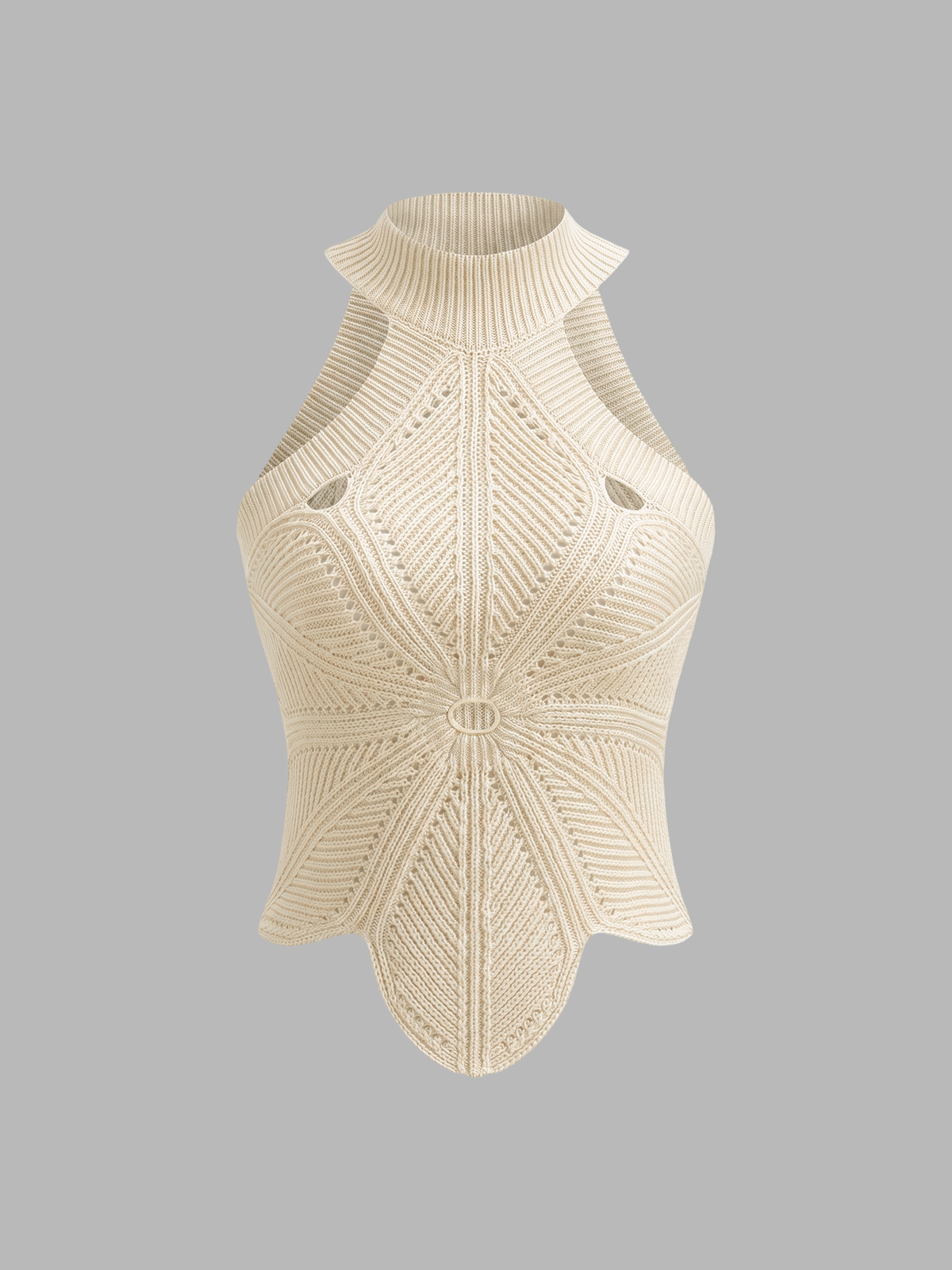 Sleeveless Hollow Out Knit Halter Top