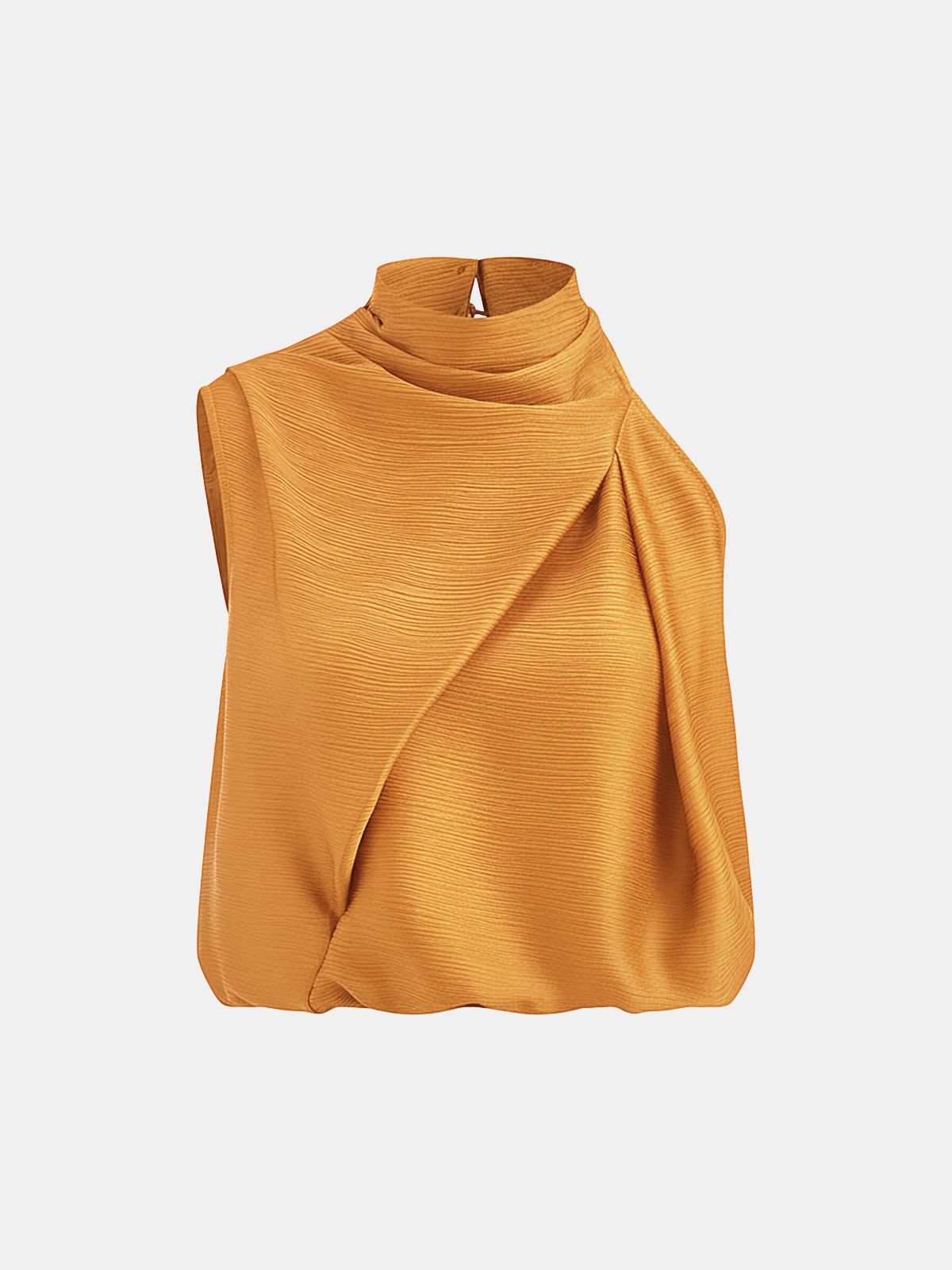 Satin Draped High Neck Sleeveless Top