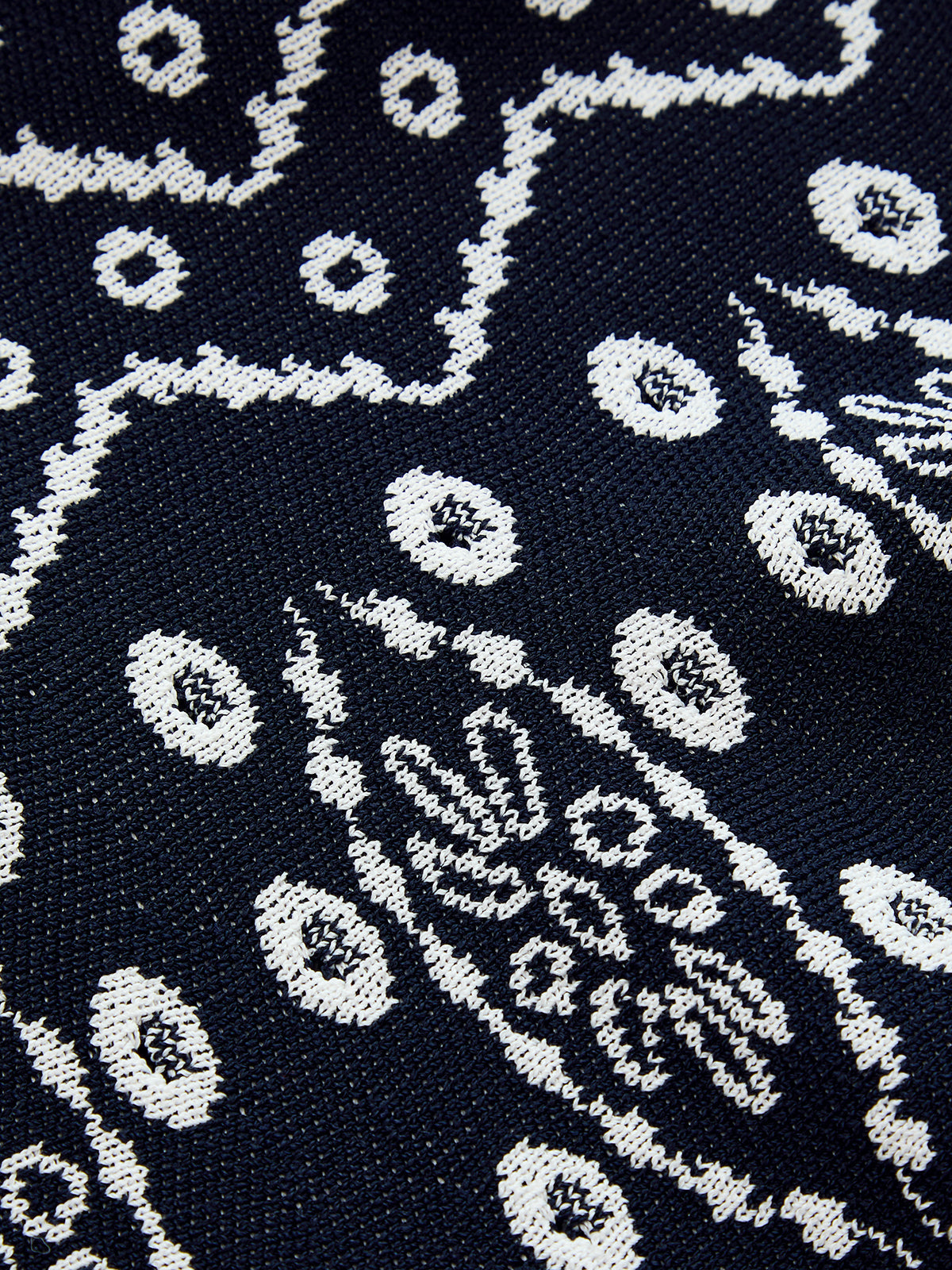 Scallop Trim Ethnic Pattern Knit Mini Dress