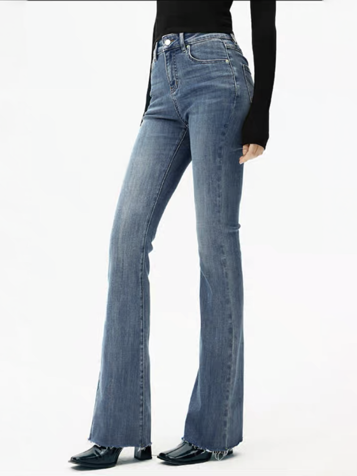 High-Waist Curvy-Hip Bootcut Jeans
