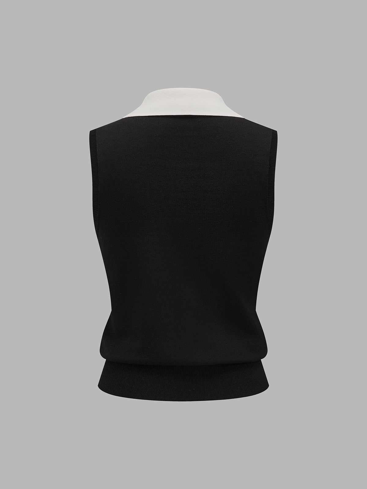 Color Block Sleeveless Polo Knit Top