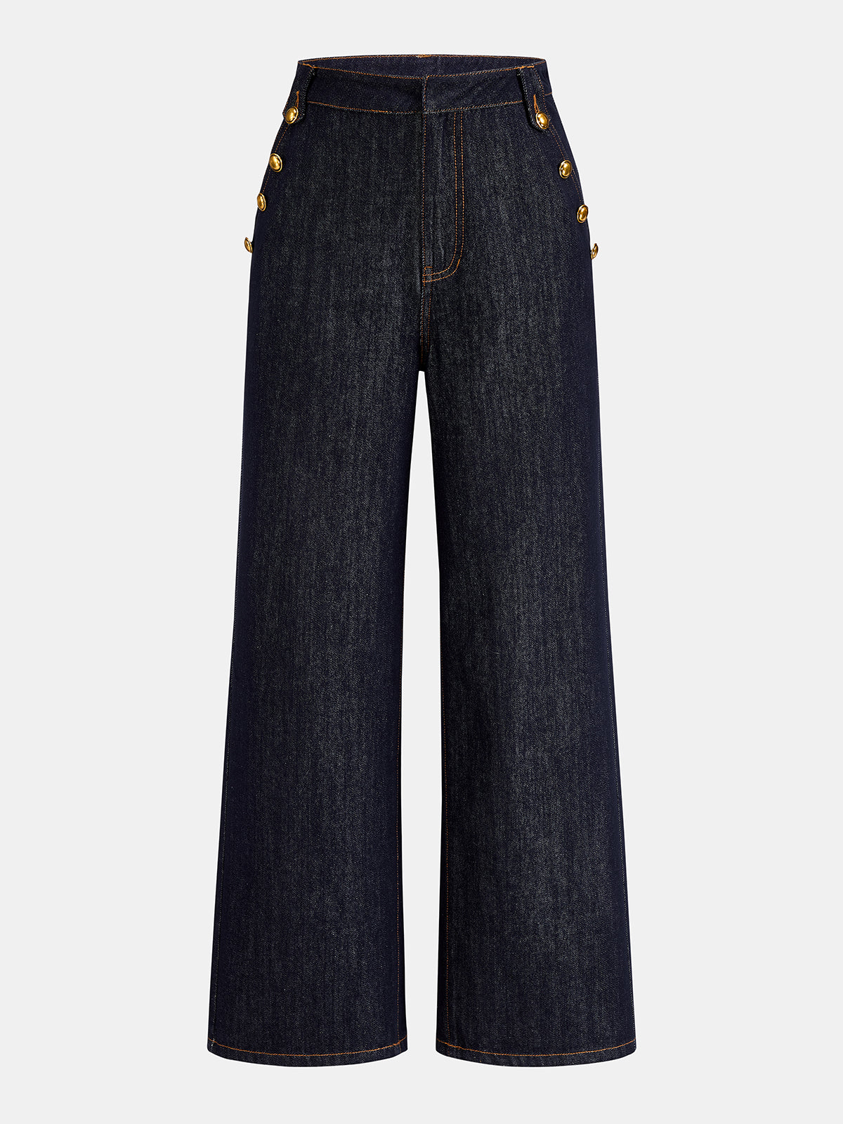 Double Row Metal Detail Denim Pants