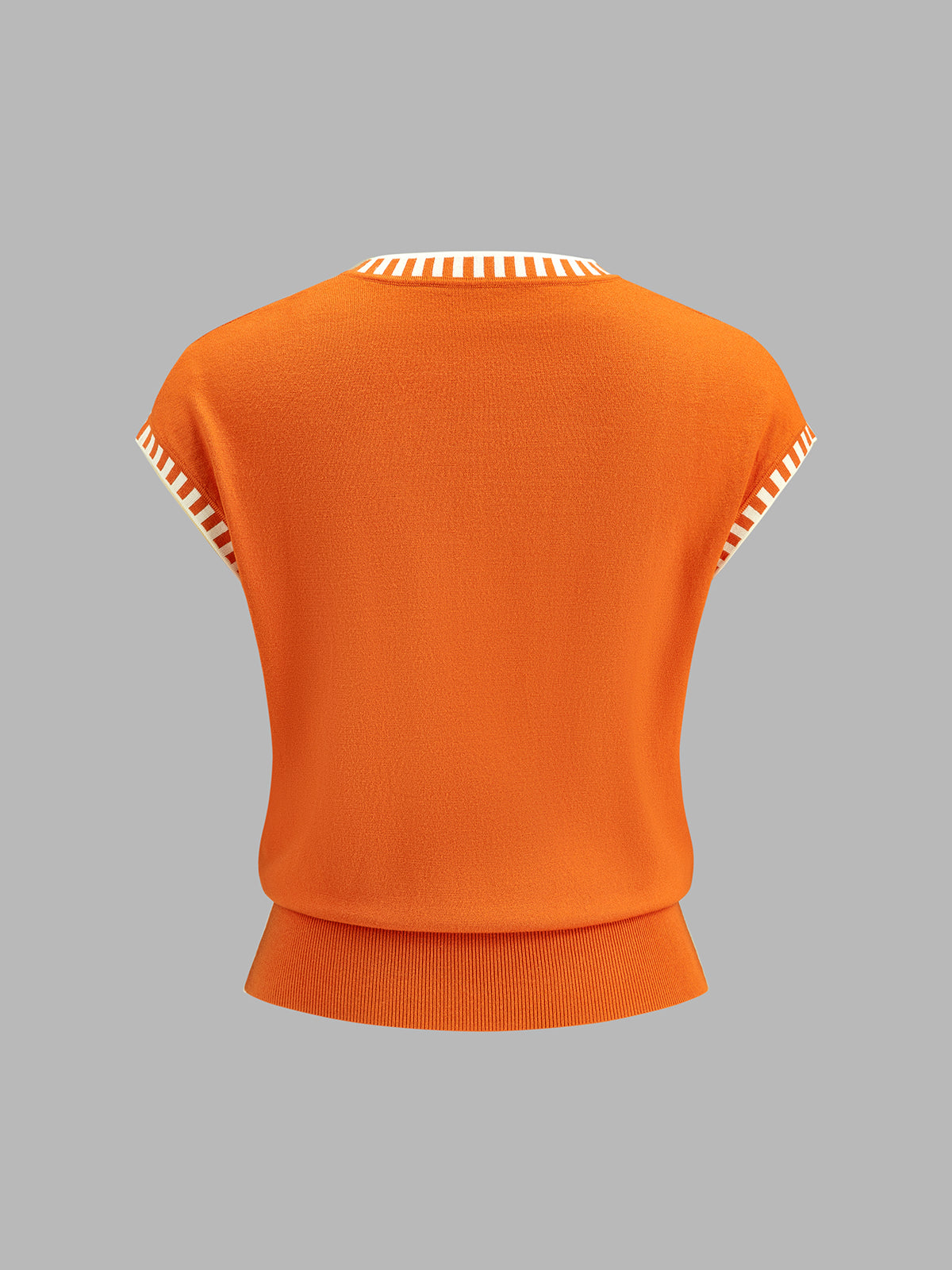 Contrast Trim Cap Sleeve Knit Top
