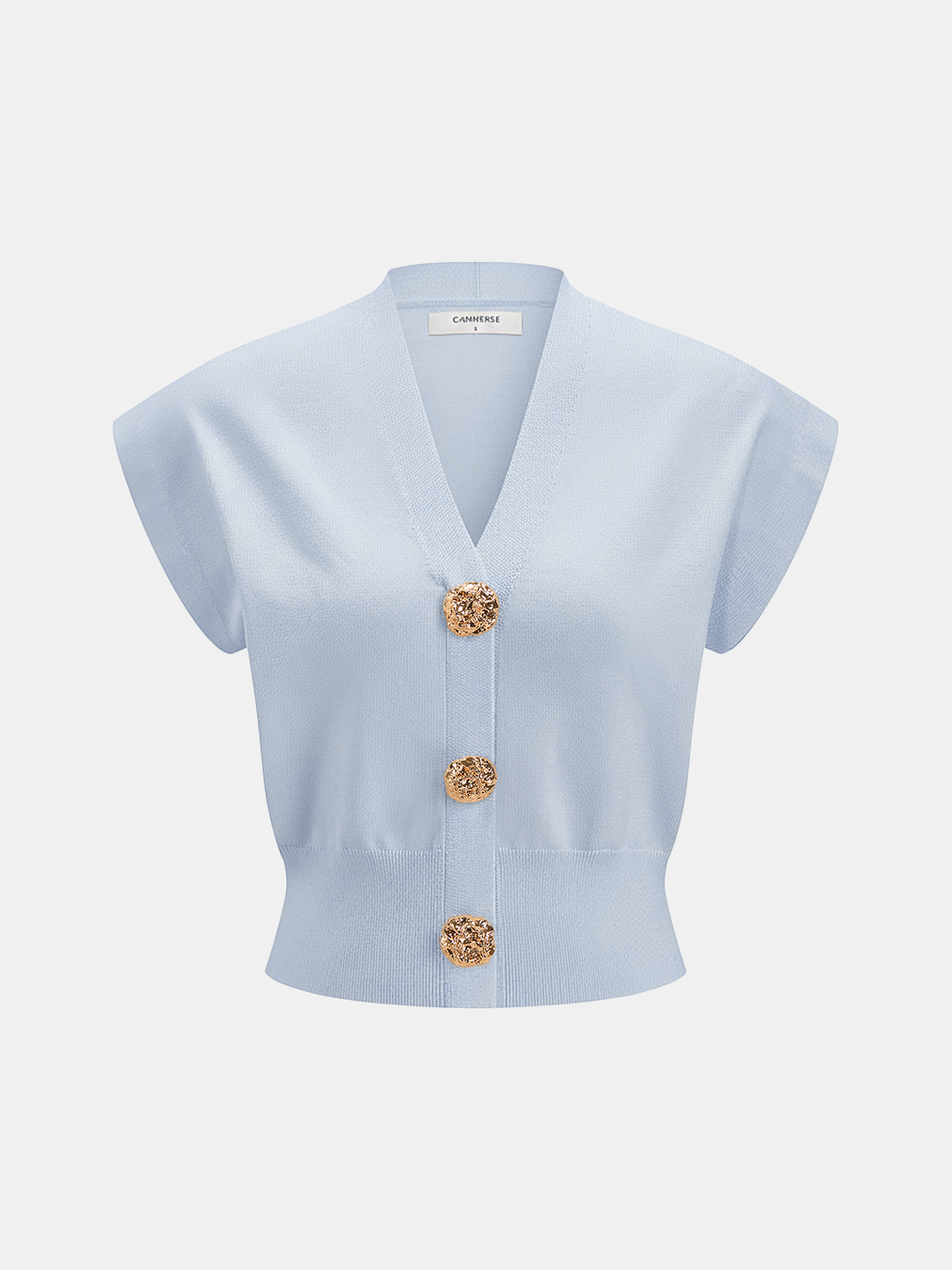 V-Neck Cap Sleeve Knit Top