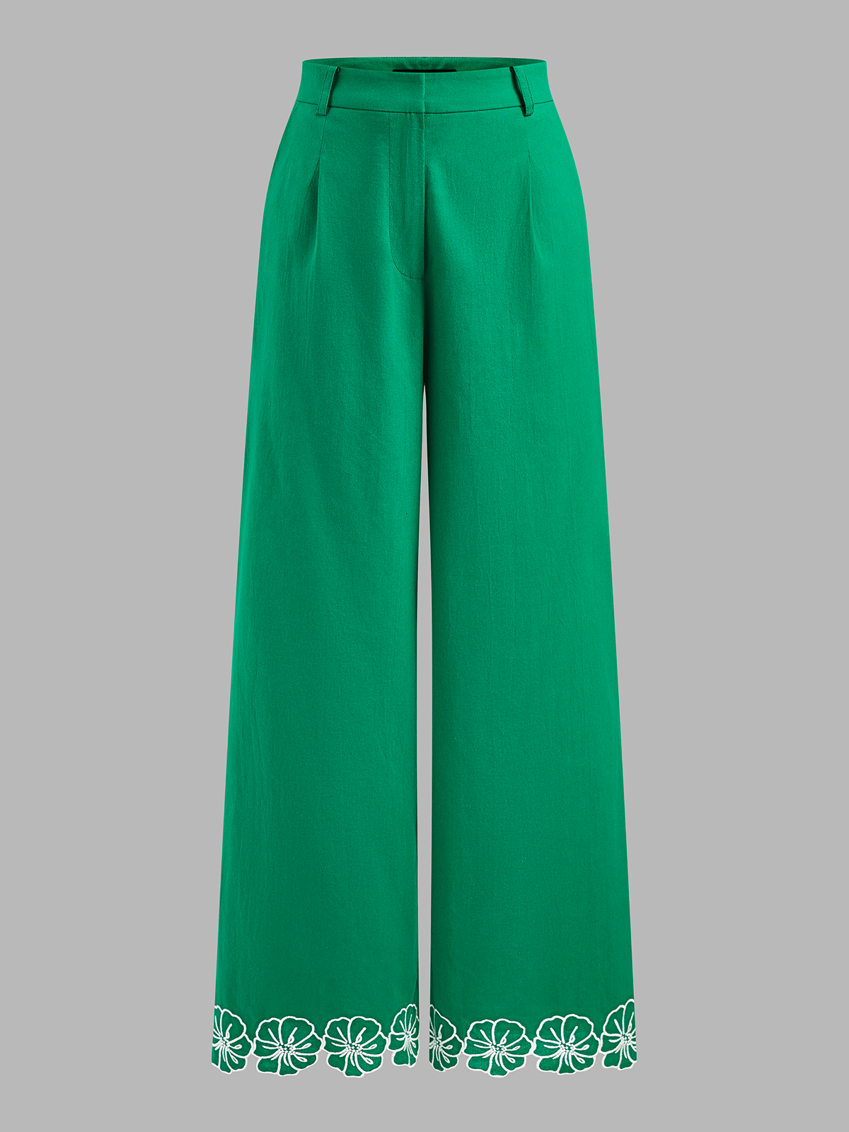 Cotton Floral Embroidered Two Piece Pants Set