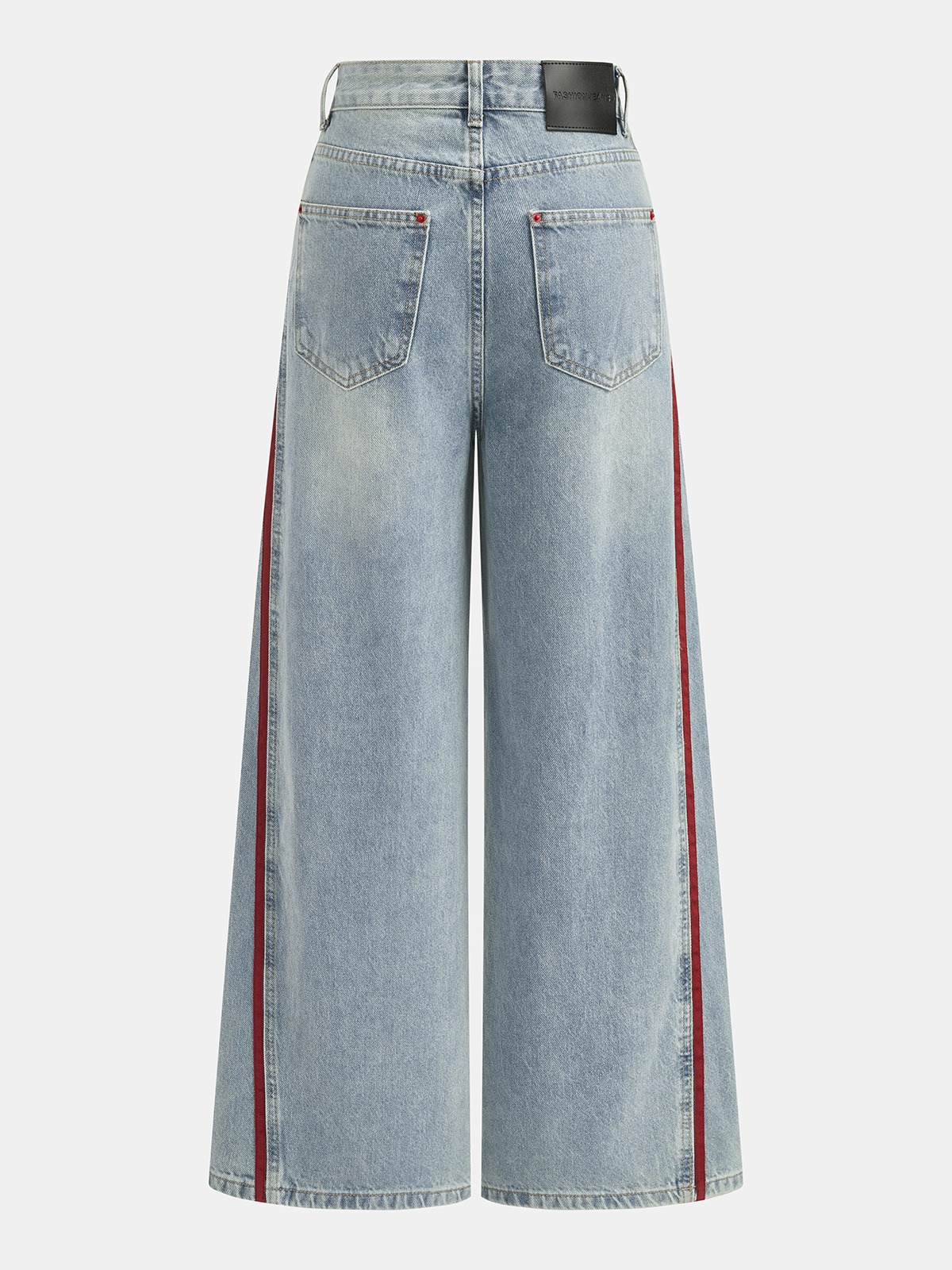 Side Stripe Curved Leg Denim Jeans