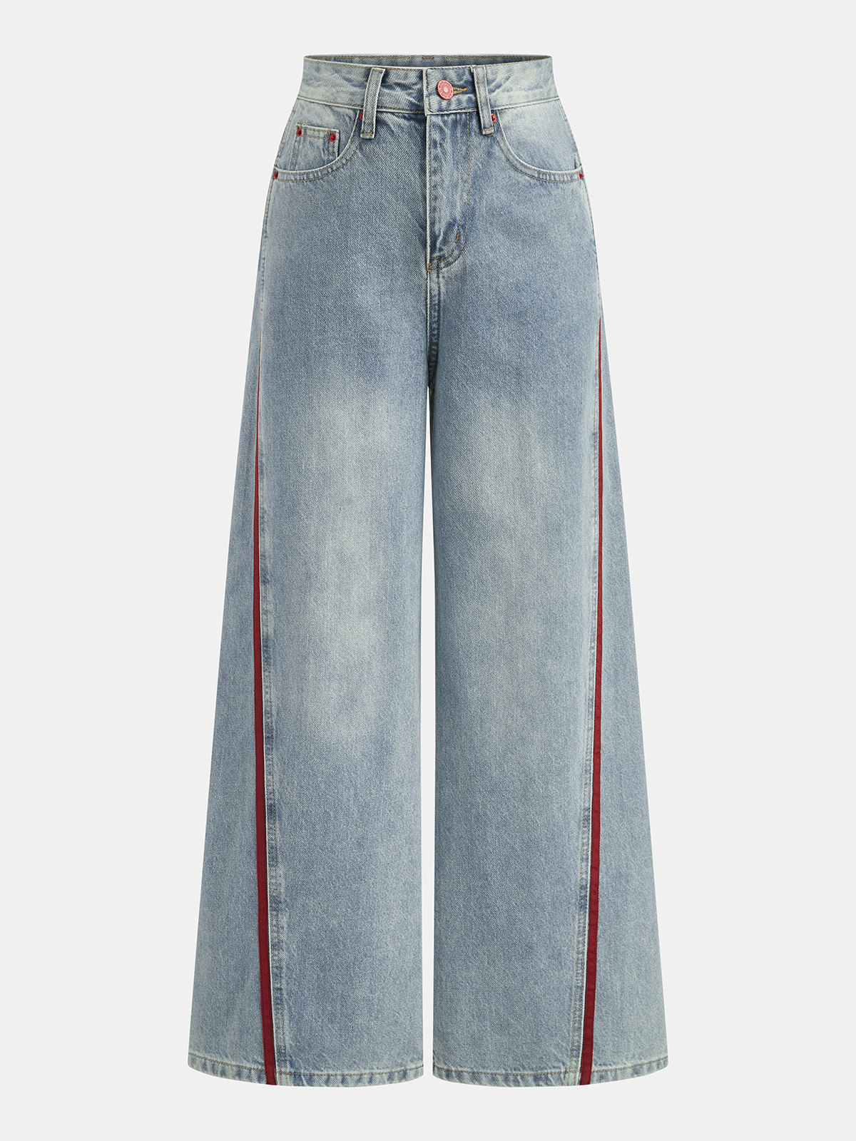 Side Stripe Curved Leg Denim Jeans