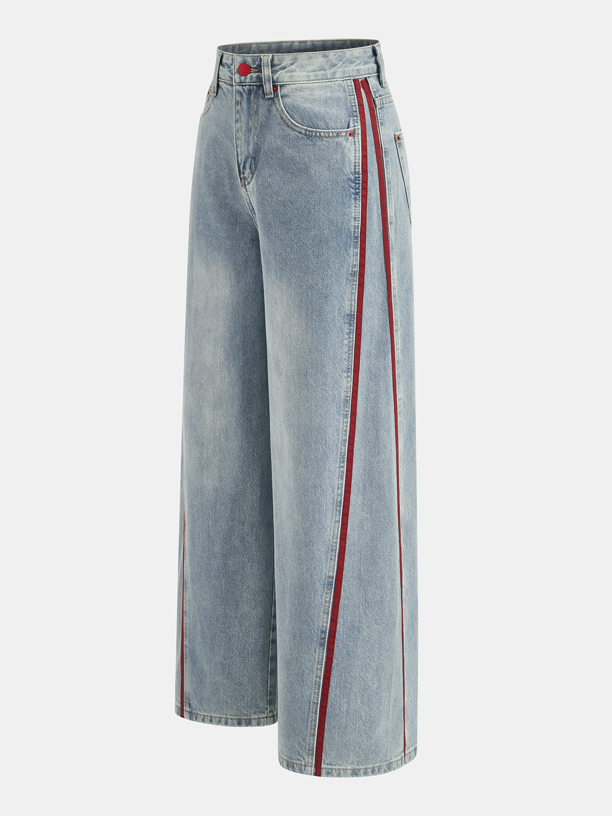 Side Stripe Curved Leg Denim Jeans