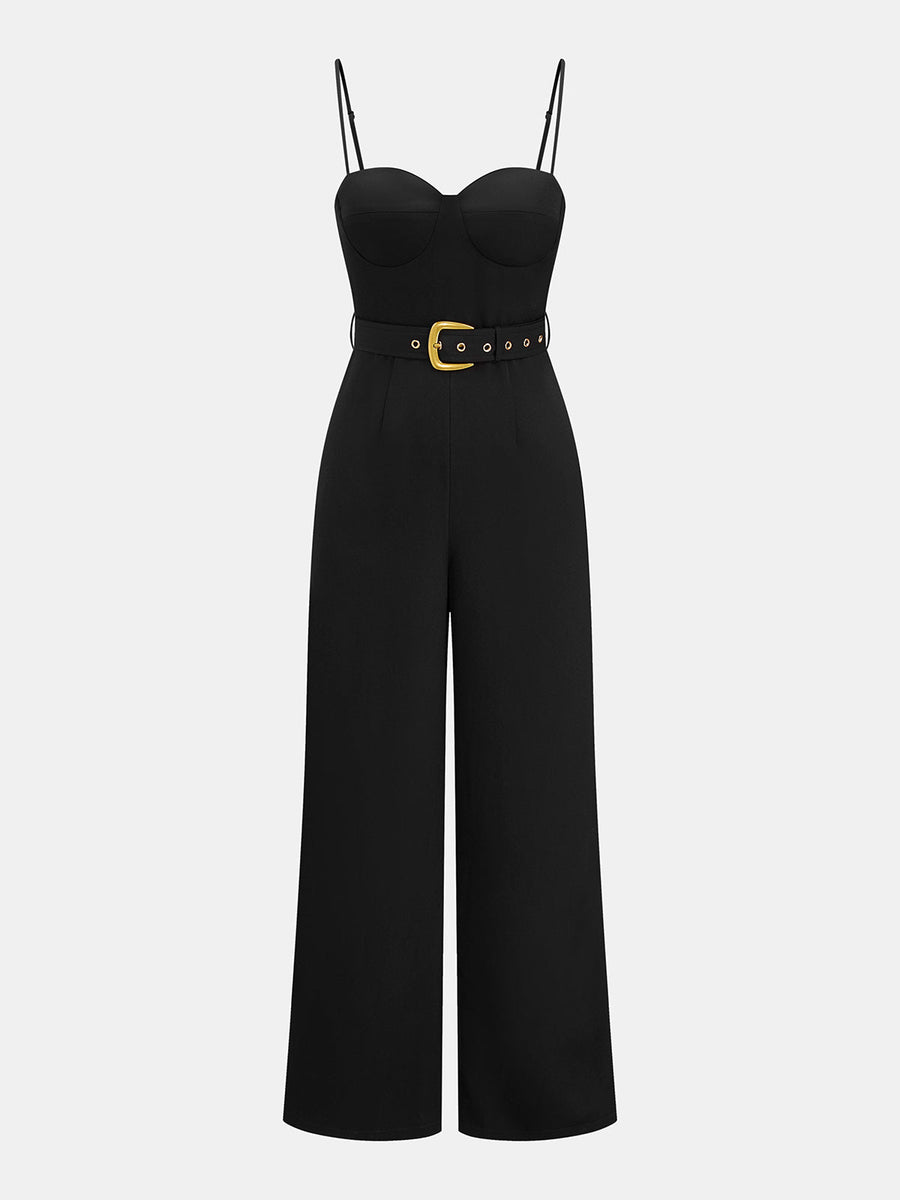 Belted Cami Wide Leg Jumpsuit