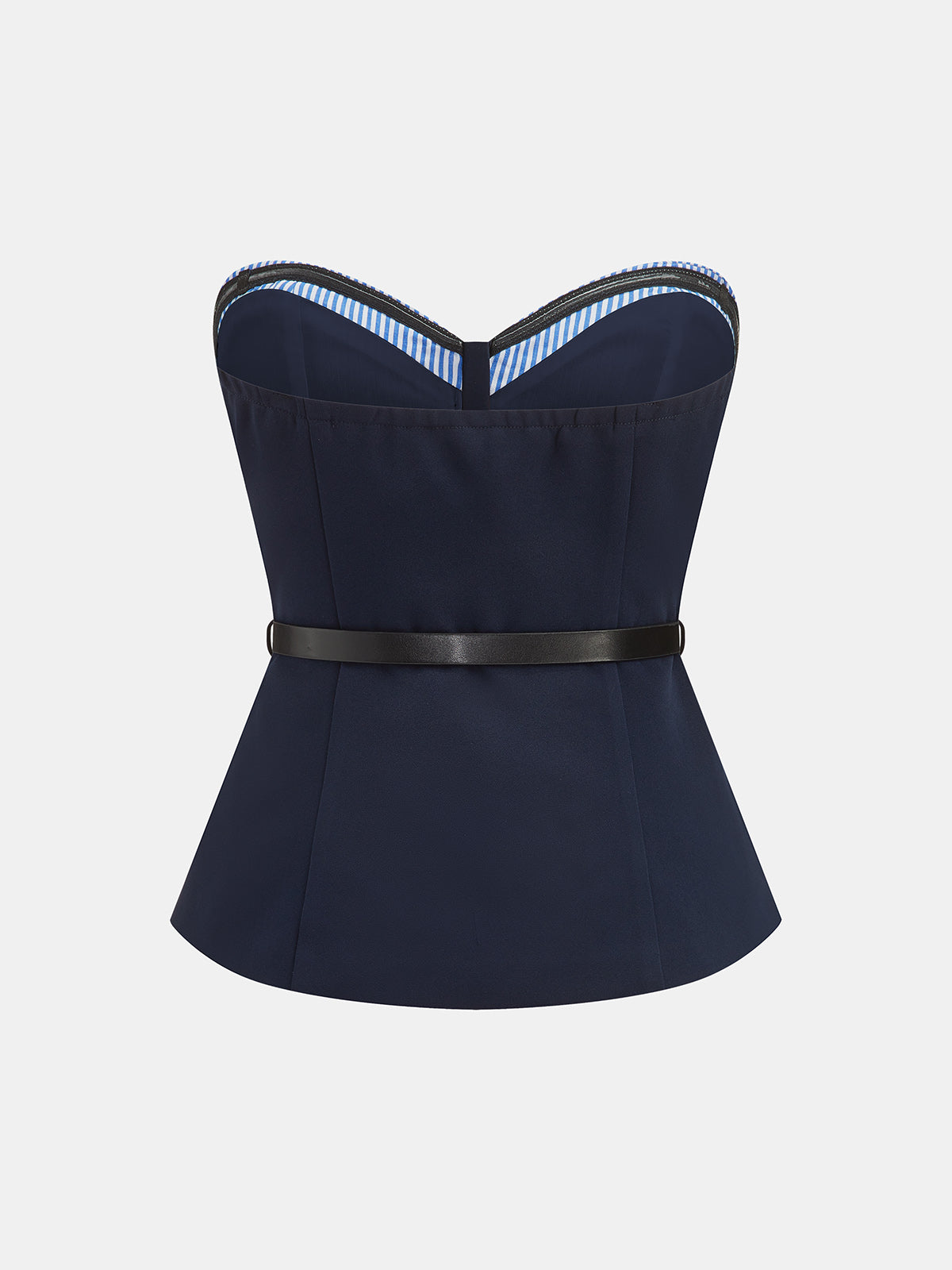 Striped Patchwork Strapless Belted Top & Pants Set