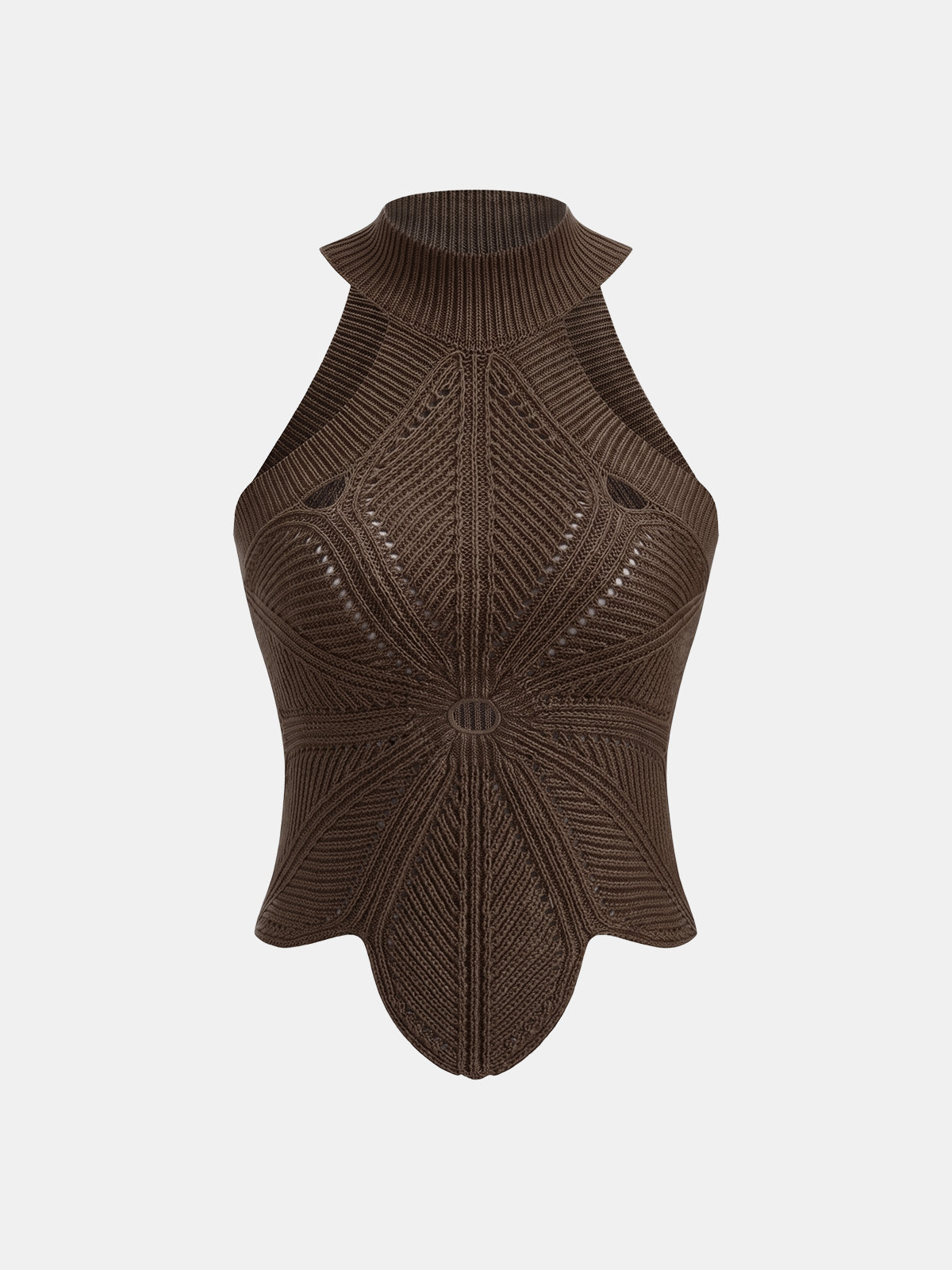 Sleeveless Hollow Out Knit Halter Top