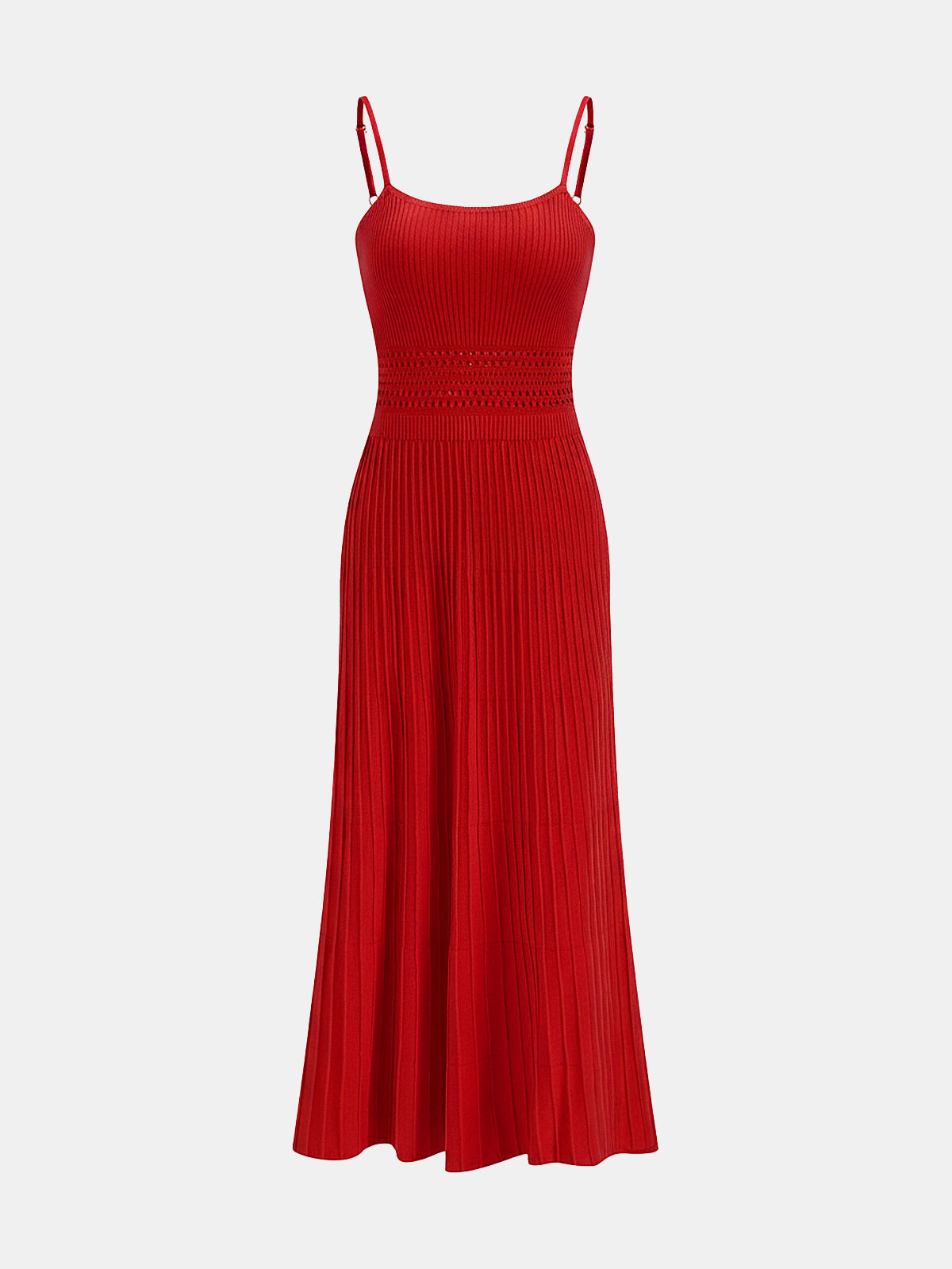 Openwork Ribbed Knit Cami Maxi Dress