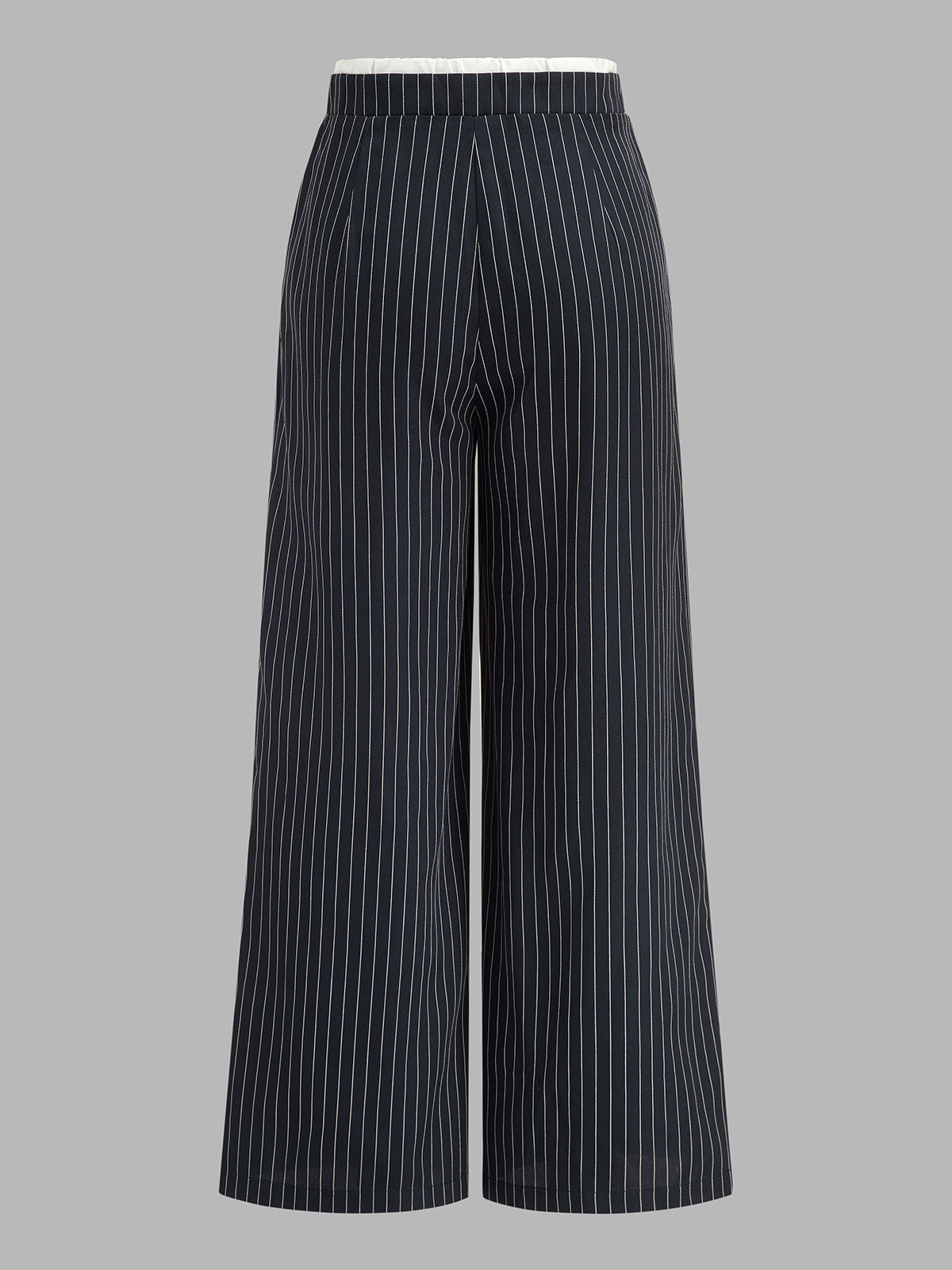 Contrast Waistband Drawstring Pinstripe Pants