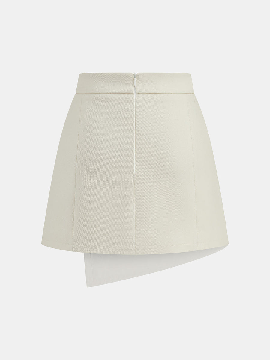 Asymmetric Buckle Detail Mini Skirt