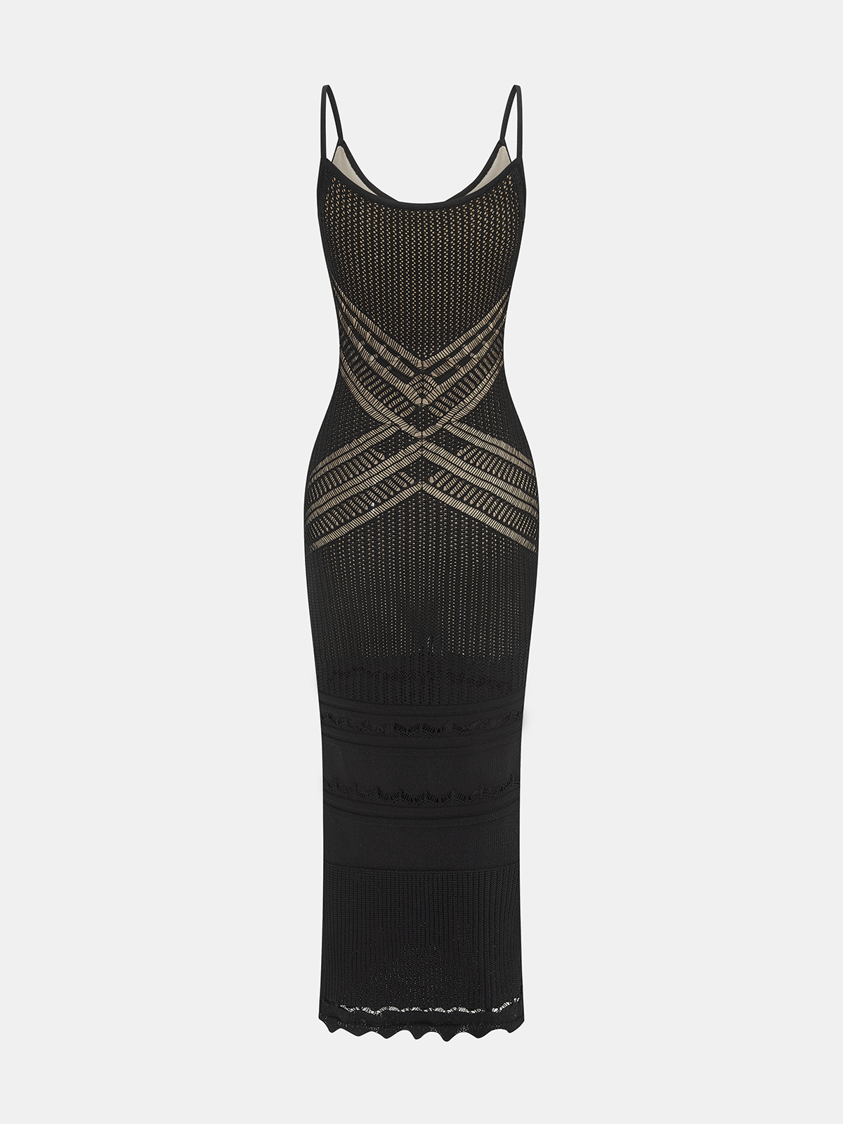 Crisscross Hollow Knit Slip Maxi Dress