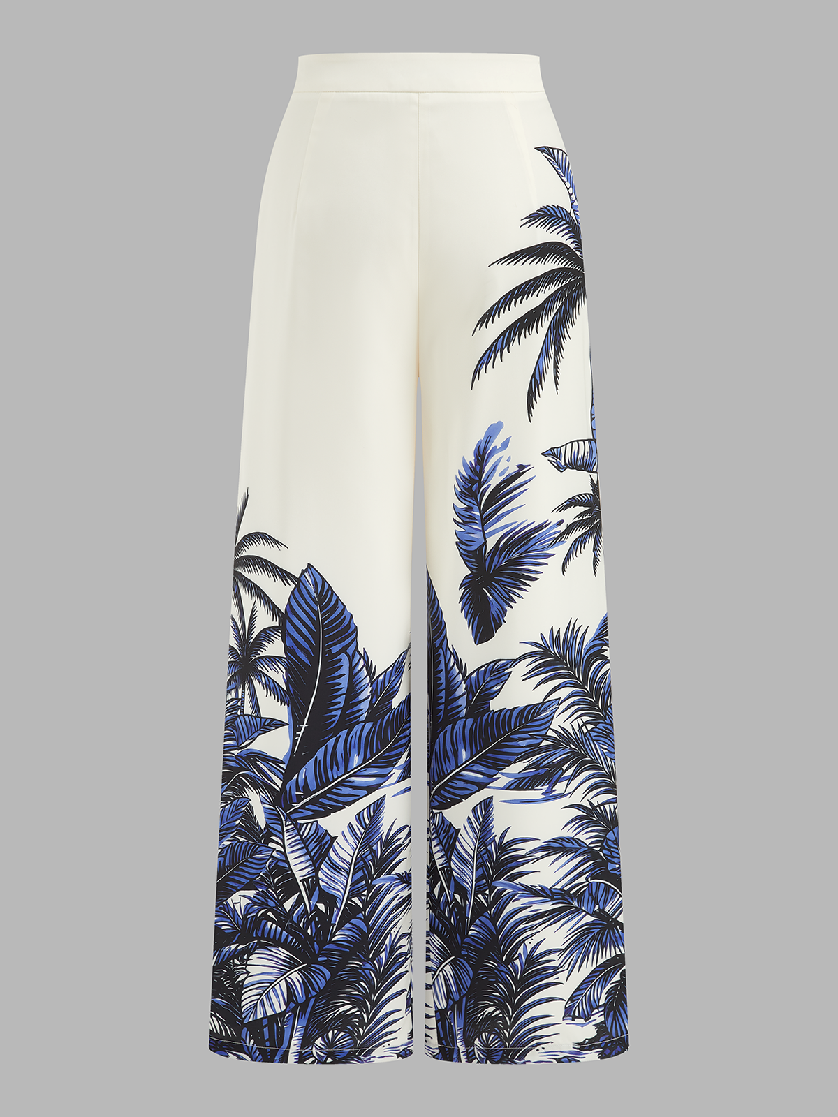 One-Shoulder Top & Tropical Print Pants Set